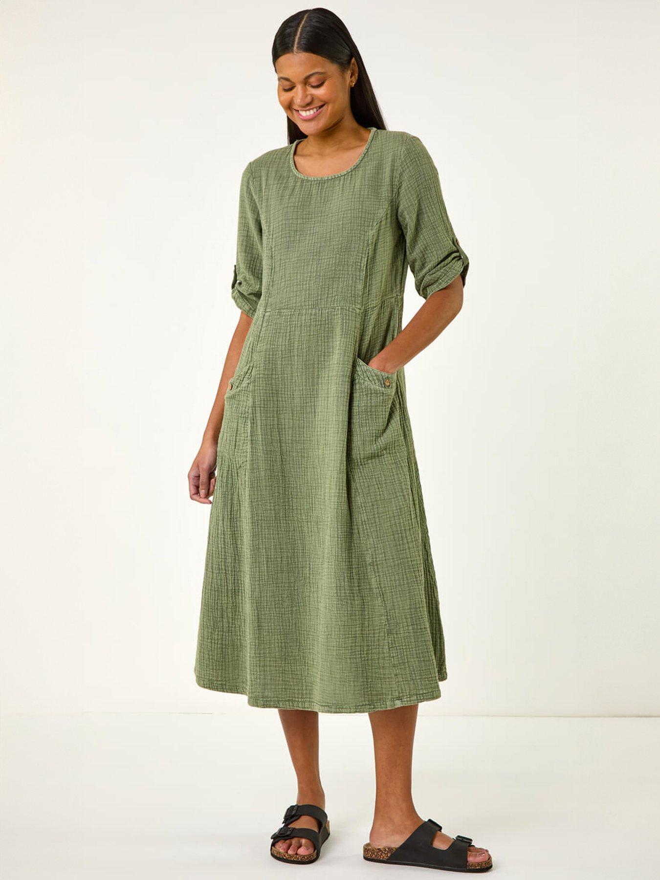 Roman Textured A-line Midi Dress