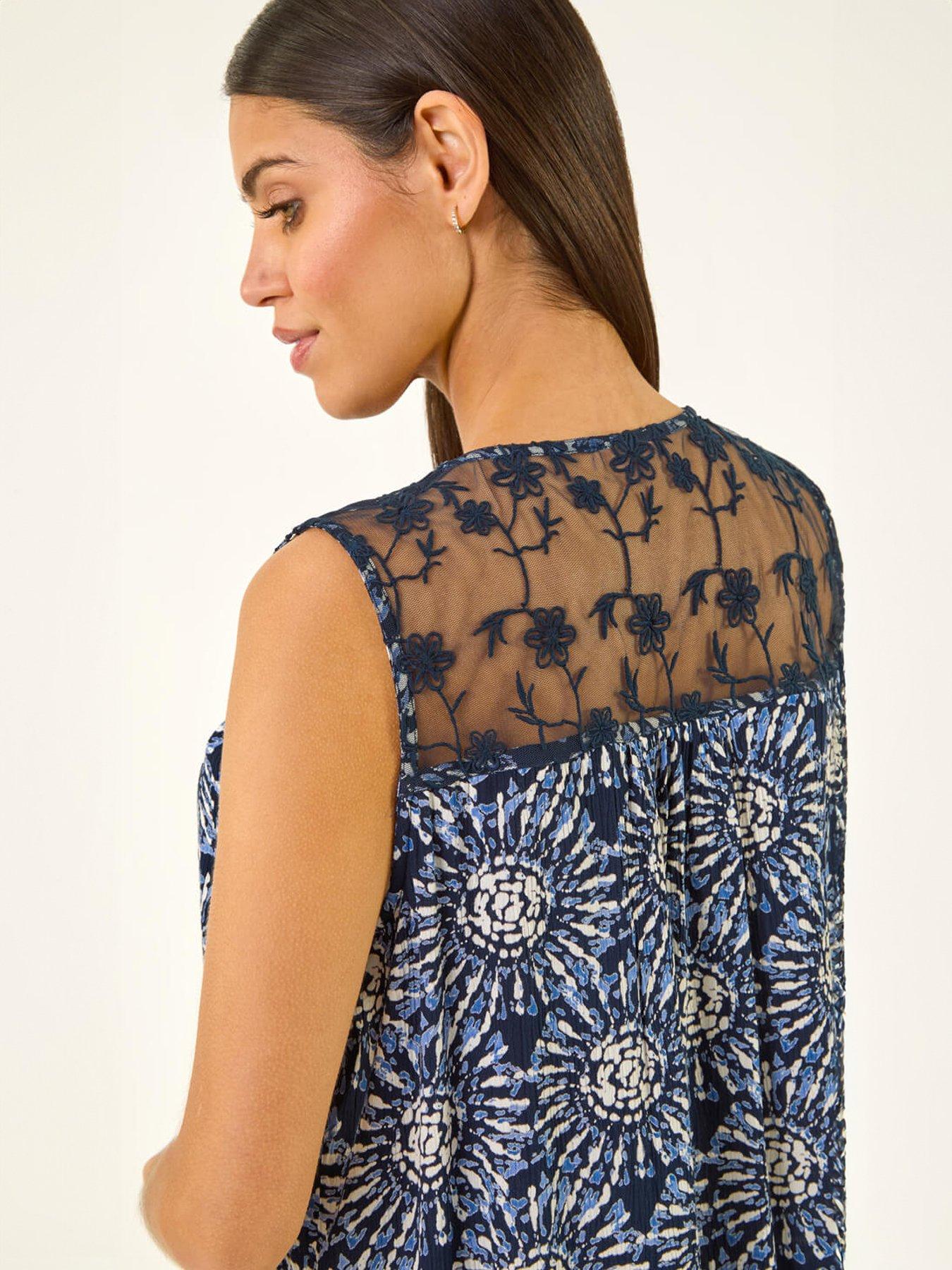 Image 4 of 5 of Roman Tie Dye Lace Detail Vest