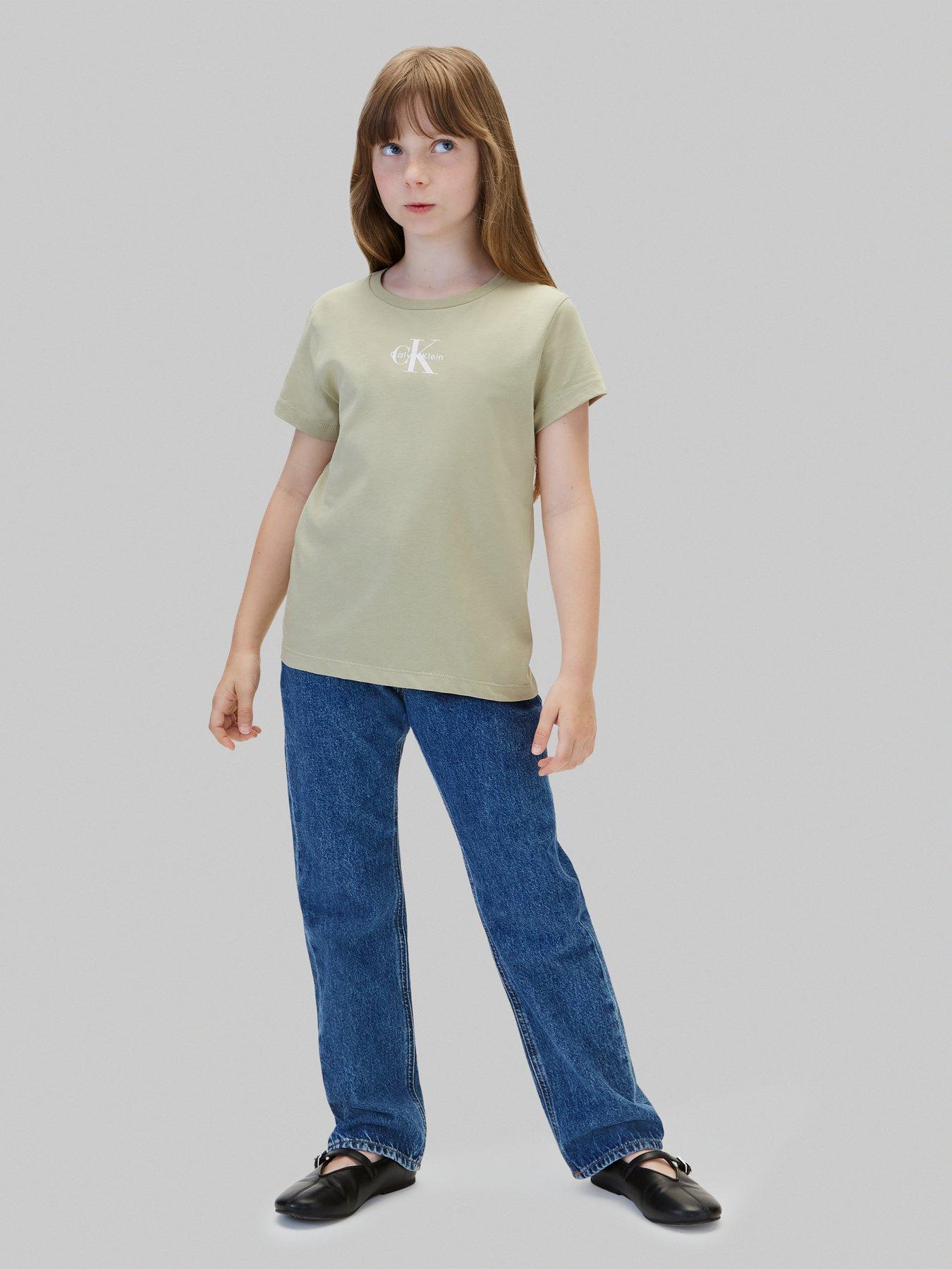 Image 3 of 5 of Calvin Klein Jeans Girls 2-Pack Slim Monologo Short Sleeve T-Shirts - Multi
