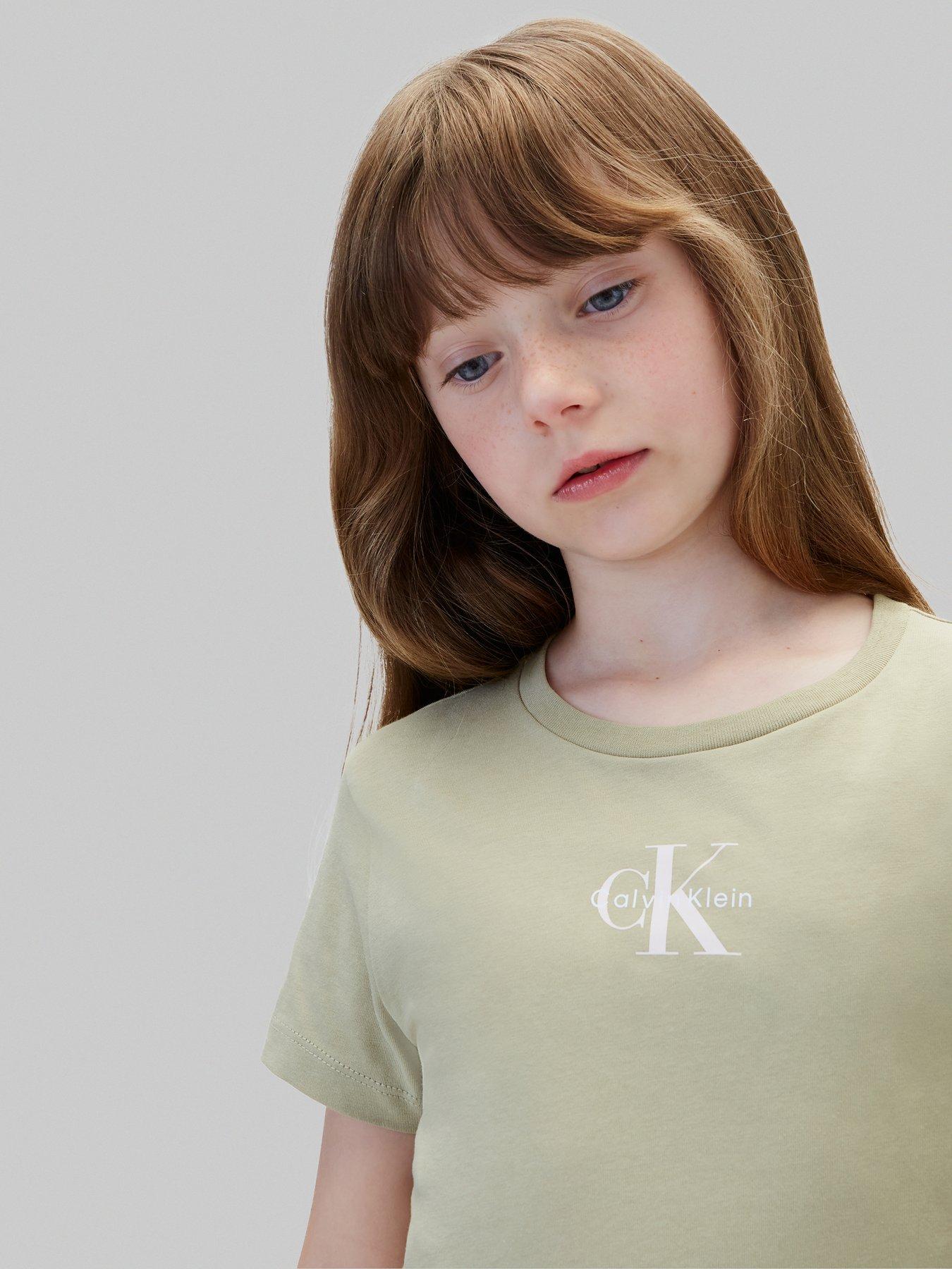 Image 4 of 5 of Calvin Klein Jeans Girls 2-Pack Slim Monologo Short Sleeve T-Shirts - Multi