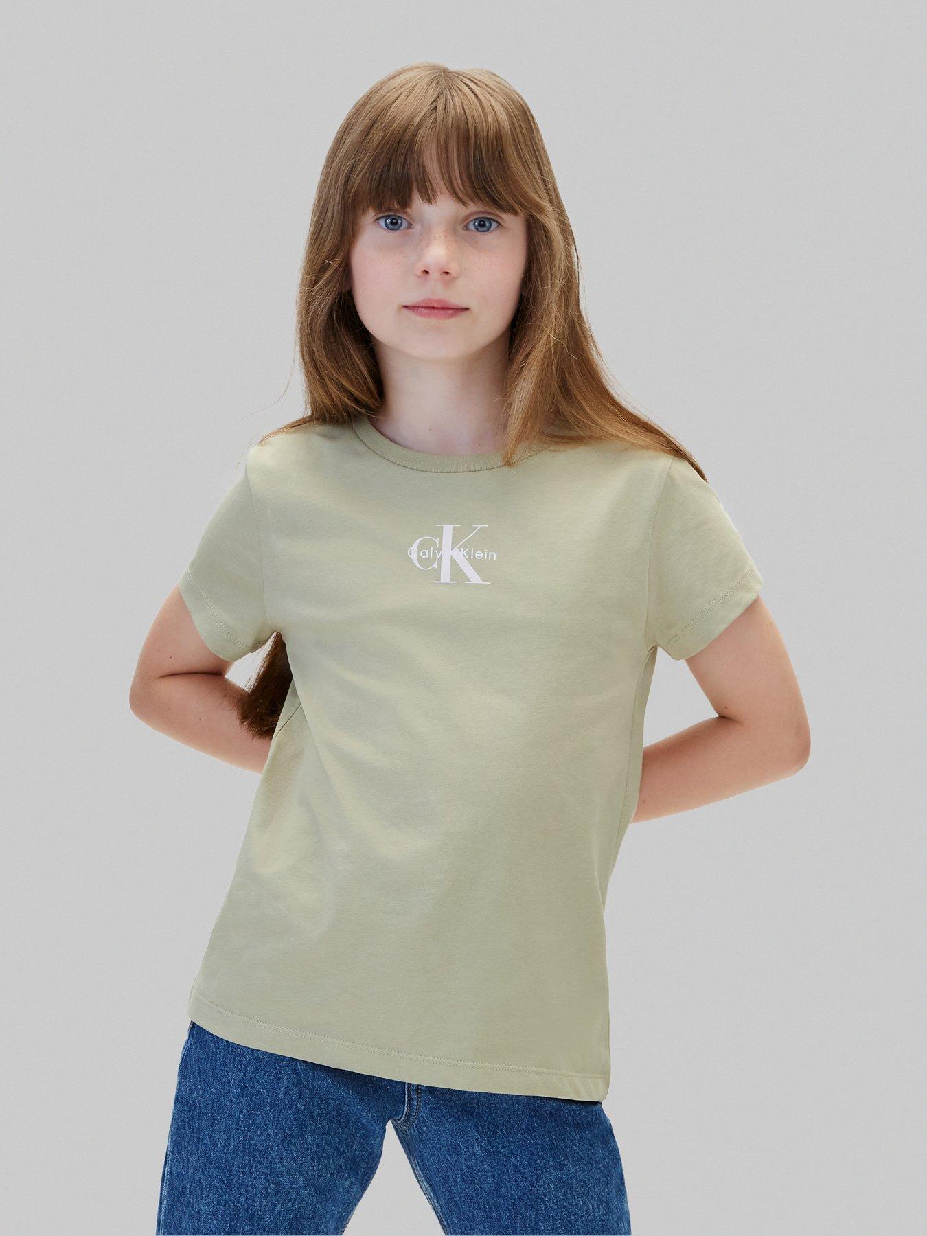 Image 5 of 5 of Calvin Klein Jeans Girls 2-Pack Slim Monologo Short Sleeve T-Shirts - Multi