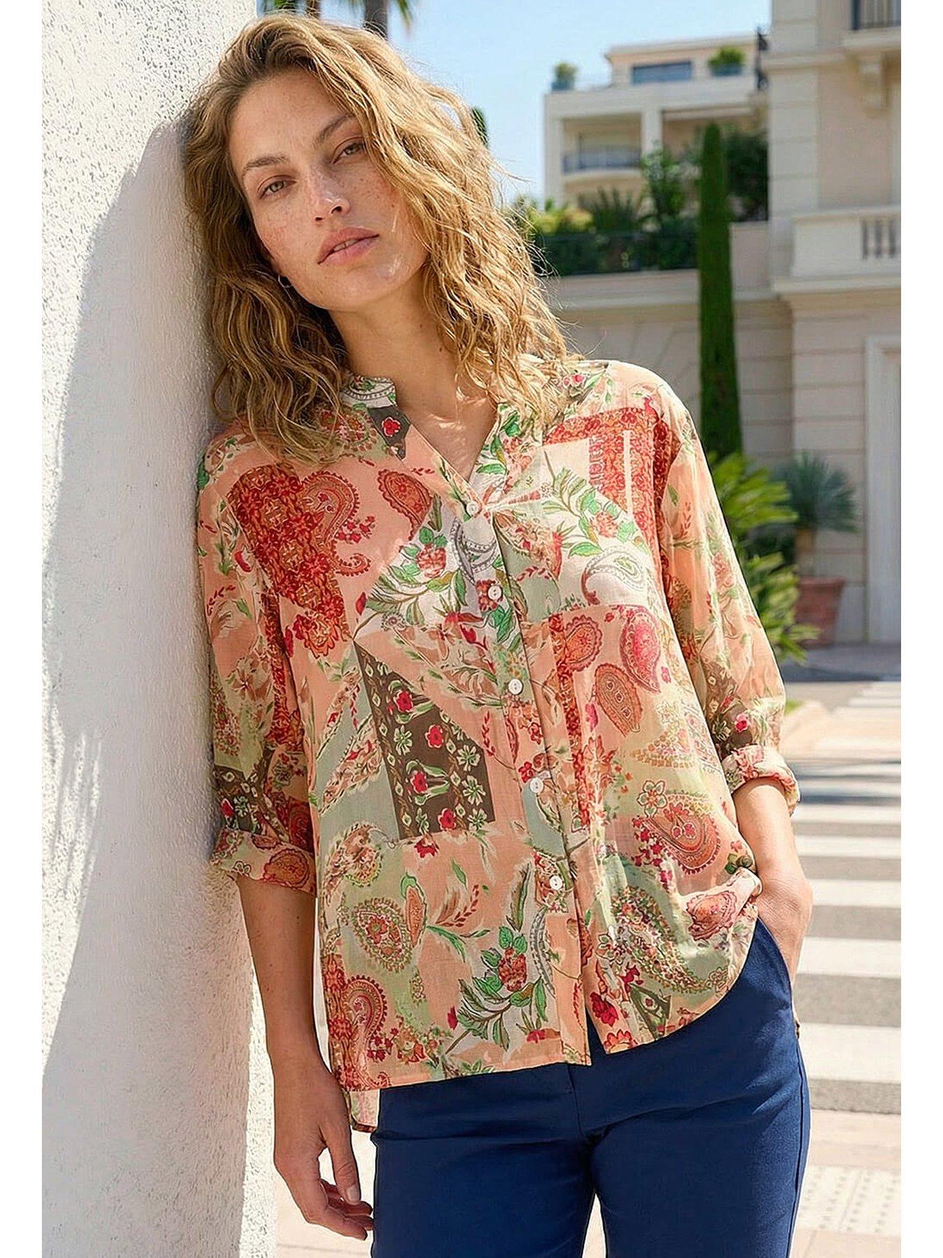 Roman Paisley Print V-Neck Blouse