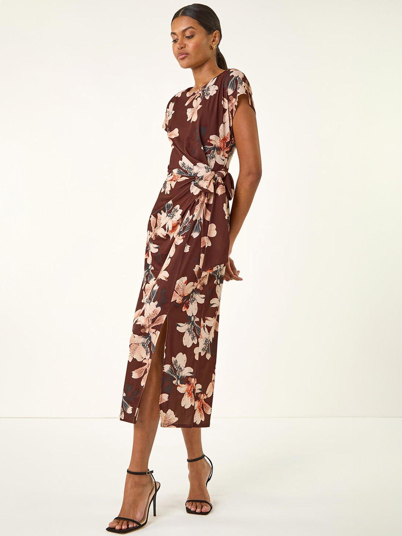 Roman Floral Twist Stretch Dress