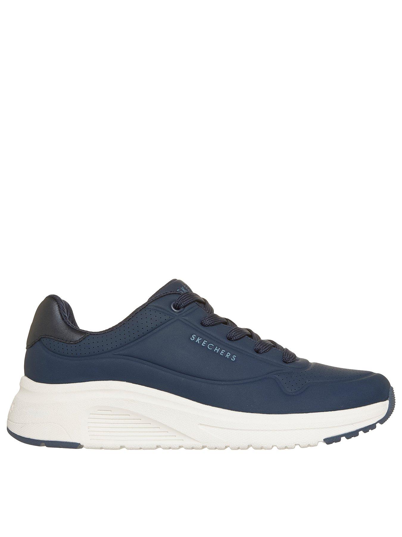 Image 1 of 6 of Skechers Uno Lite 2 Durabuck With Metallic Trim Lace Up Fashion Sneaker - Navy