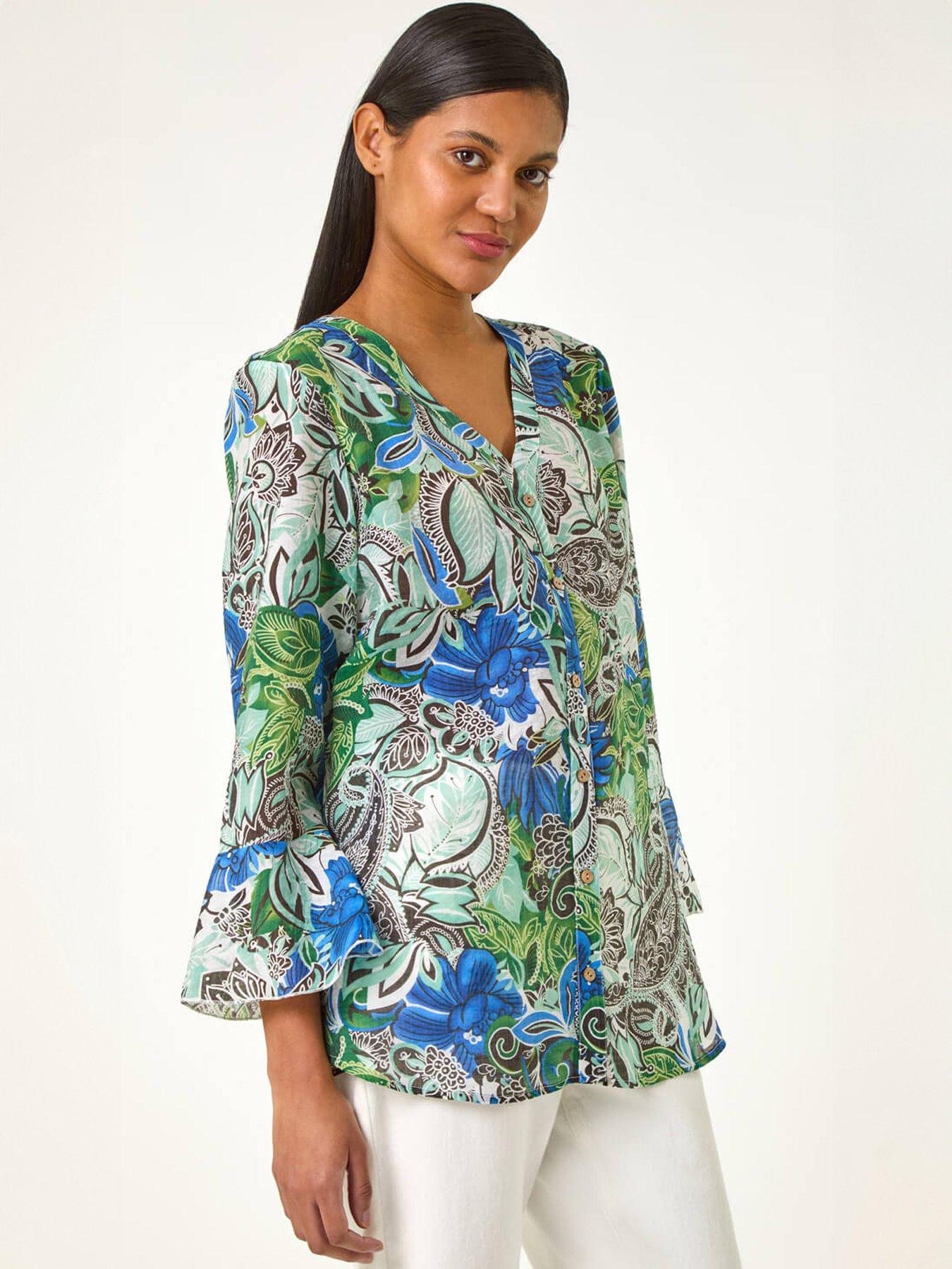 Roman Paisley V-neck Blouse