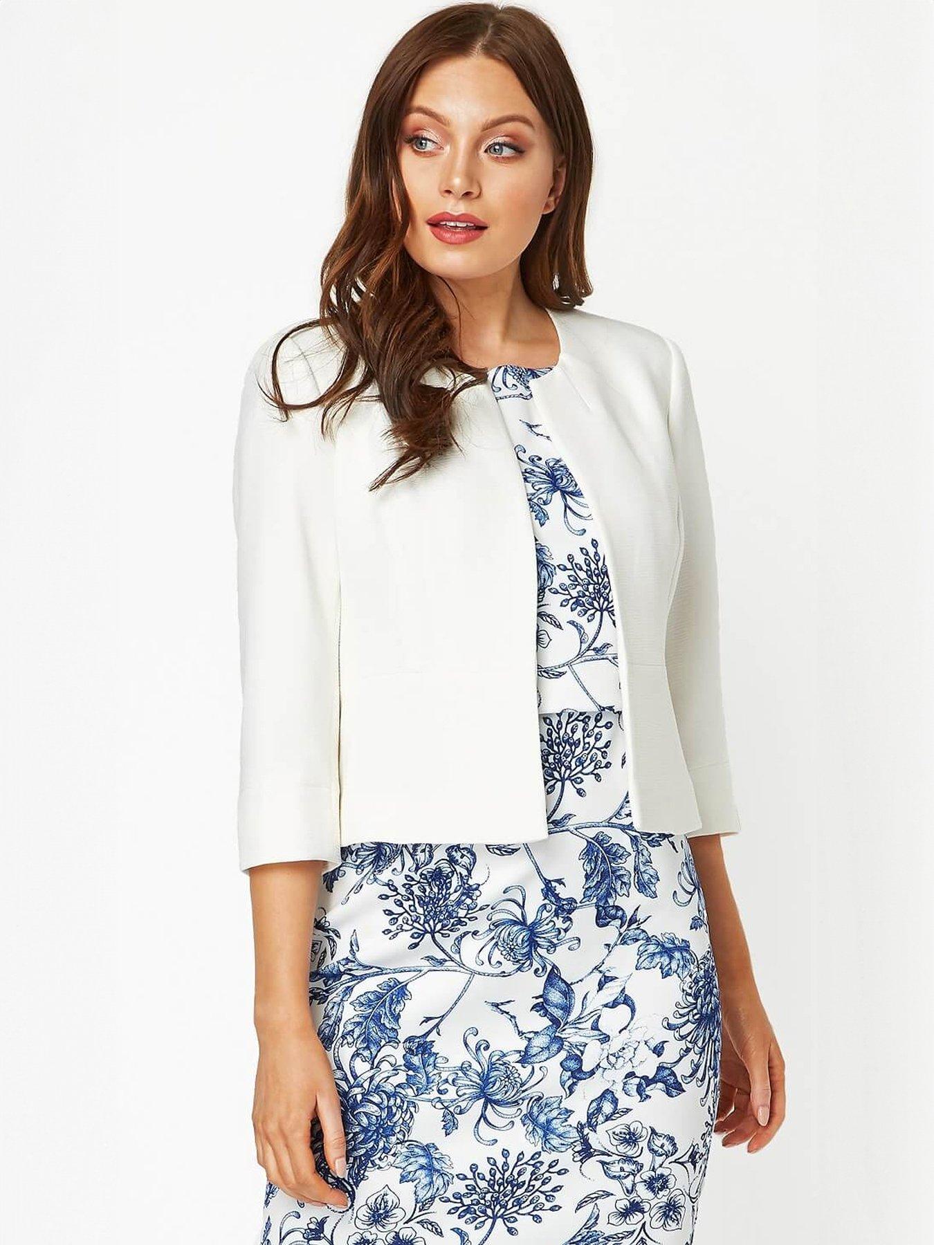 Image 1 of 3 of Roman 3/4 Sleeve Tailored Jacquard Jacket