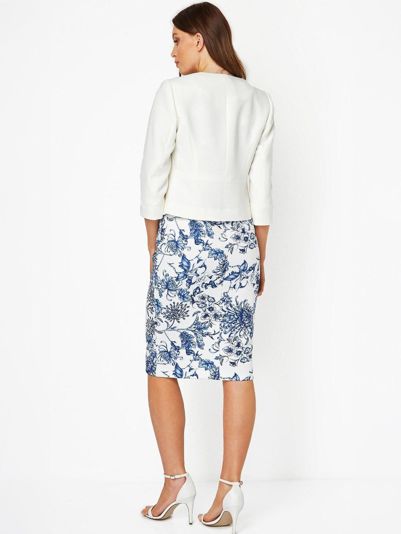Image 2 of 3 of Roman 3/4 Sleeve Tailored Jacquard Jacket