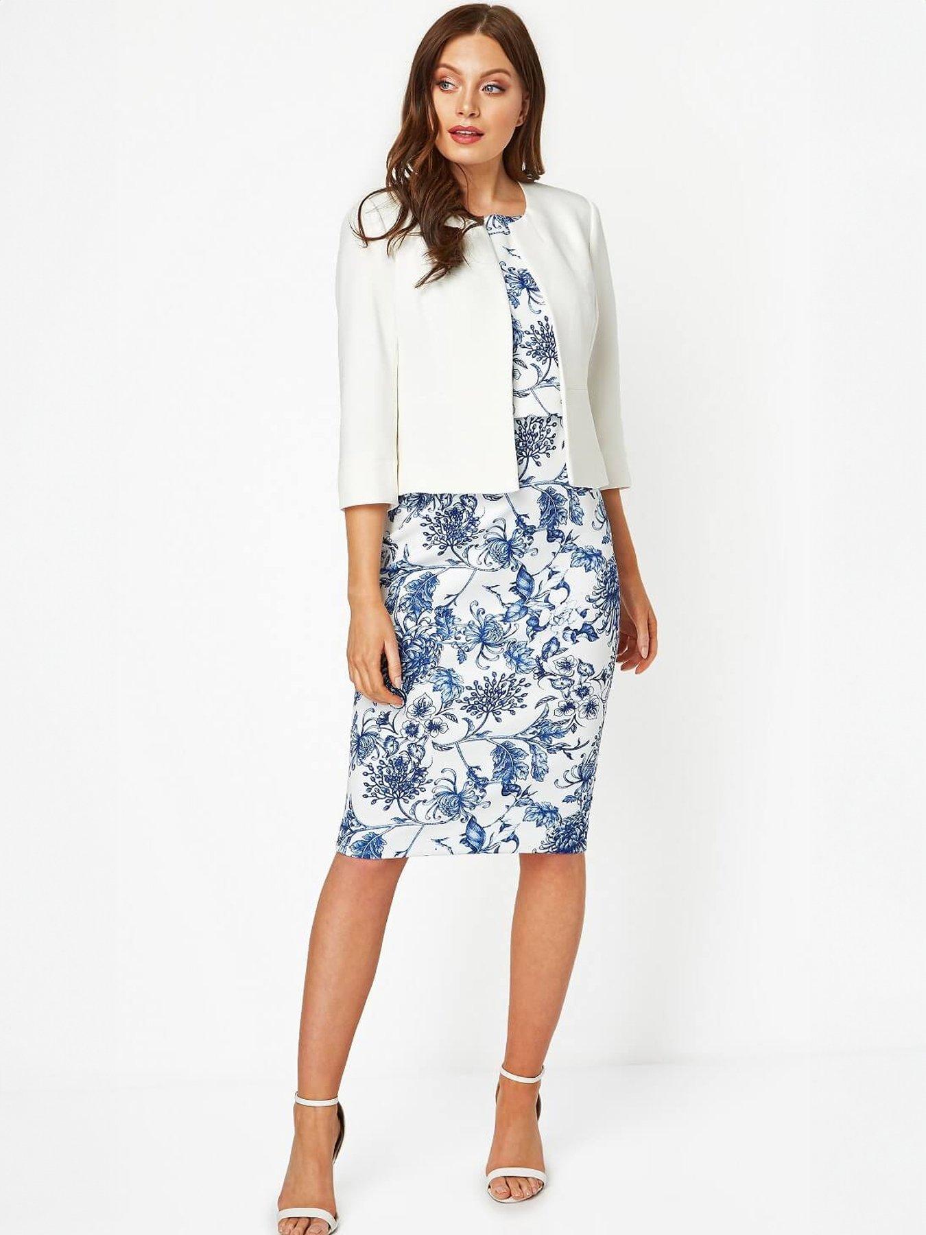 Image 3 of 3 of Roman 3/4 Sleeve Tailored Jacquard Jacket