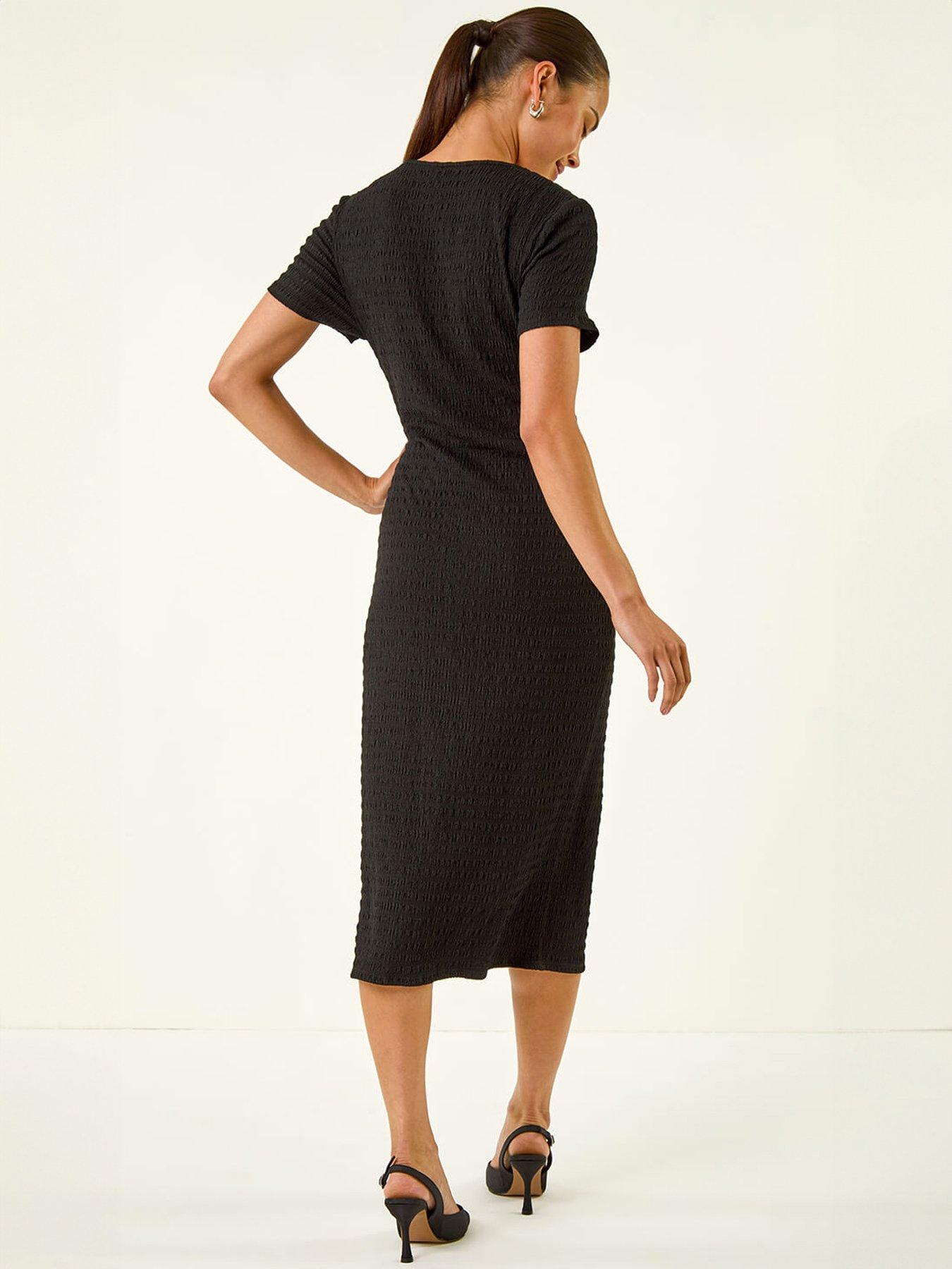 Image 2 of 5 of Roman Petite Textured Twist Midi Dress