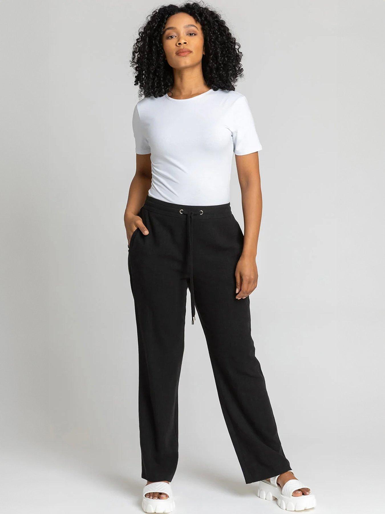 Image 3 of 4 of Roman Petite Linen Mix Tie Front Trousers