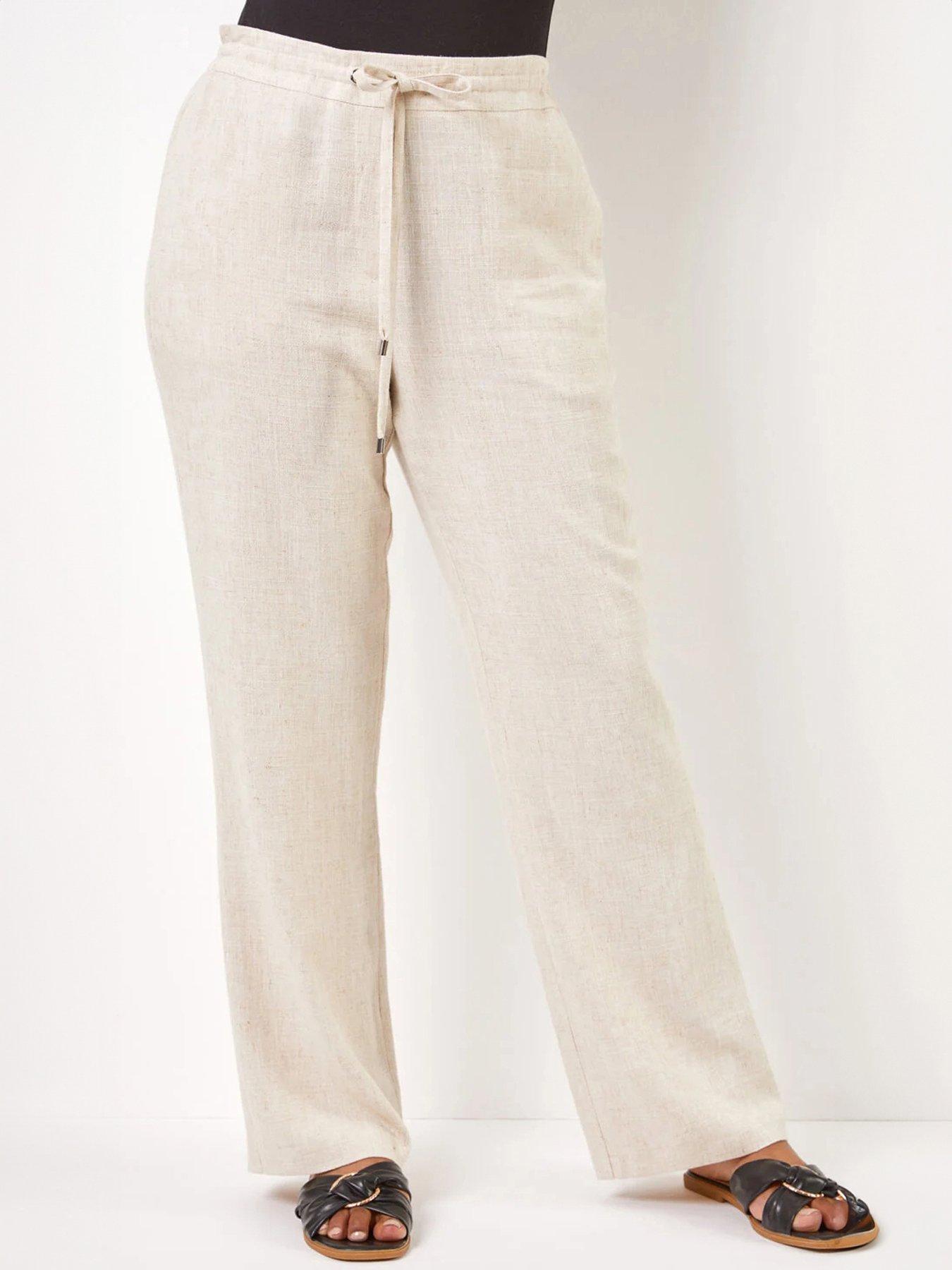 Roman Petite Linen Mix Tie Front Trousers