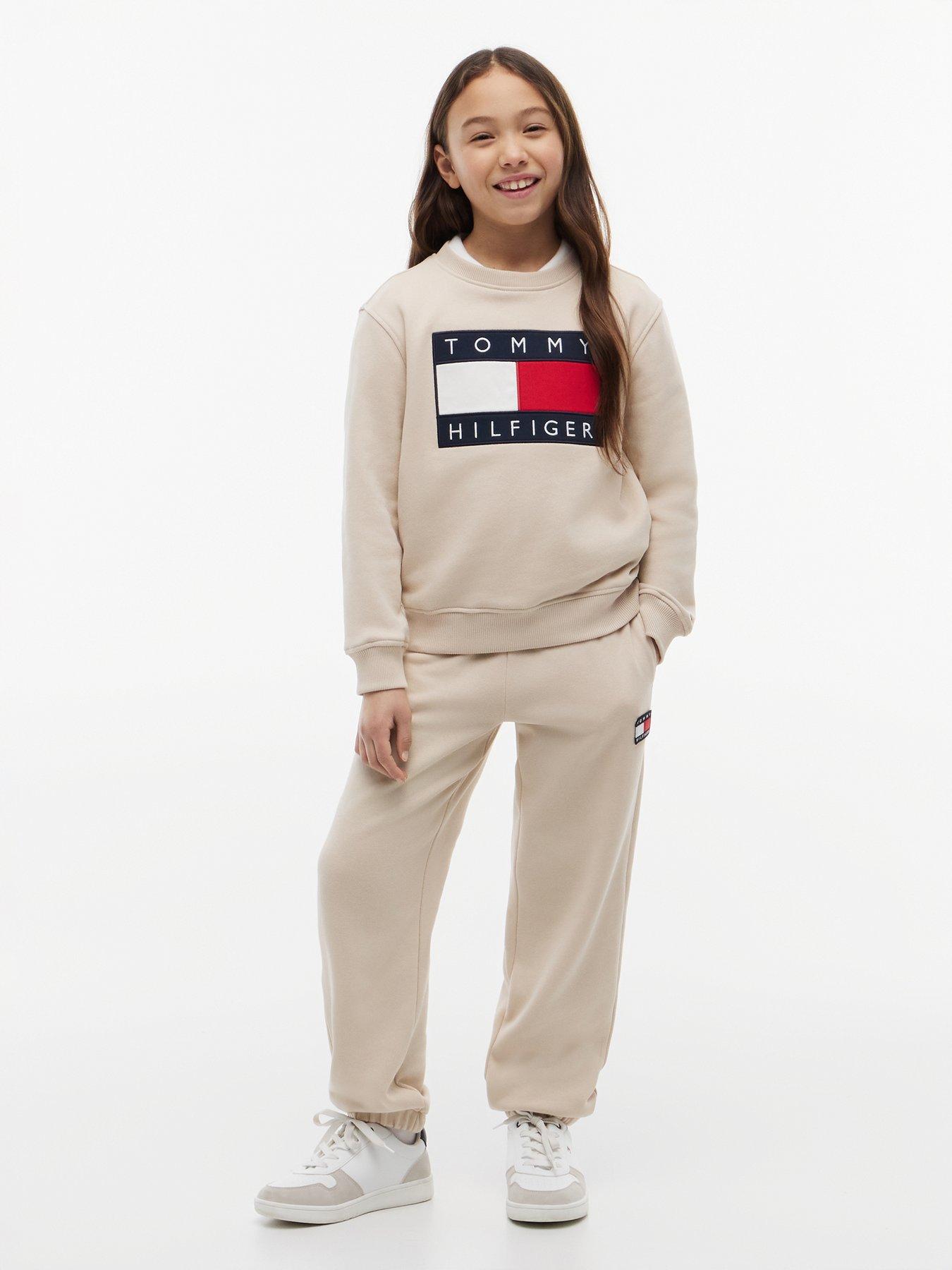 Tommy Hilfiger Heritage Flag Logo Cuffed Drawstring Joggers - Light Grey Heather