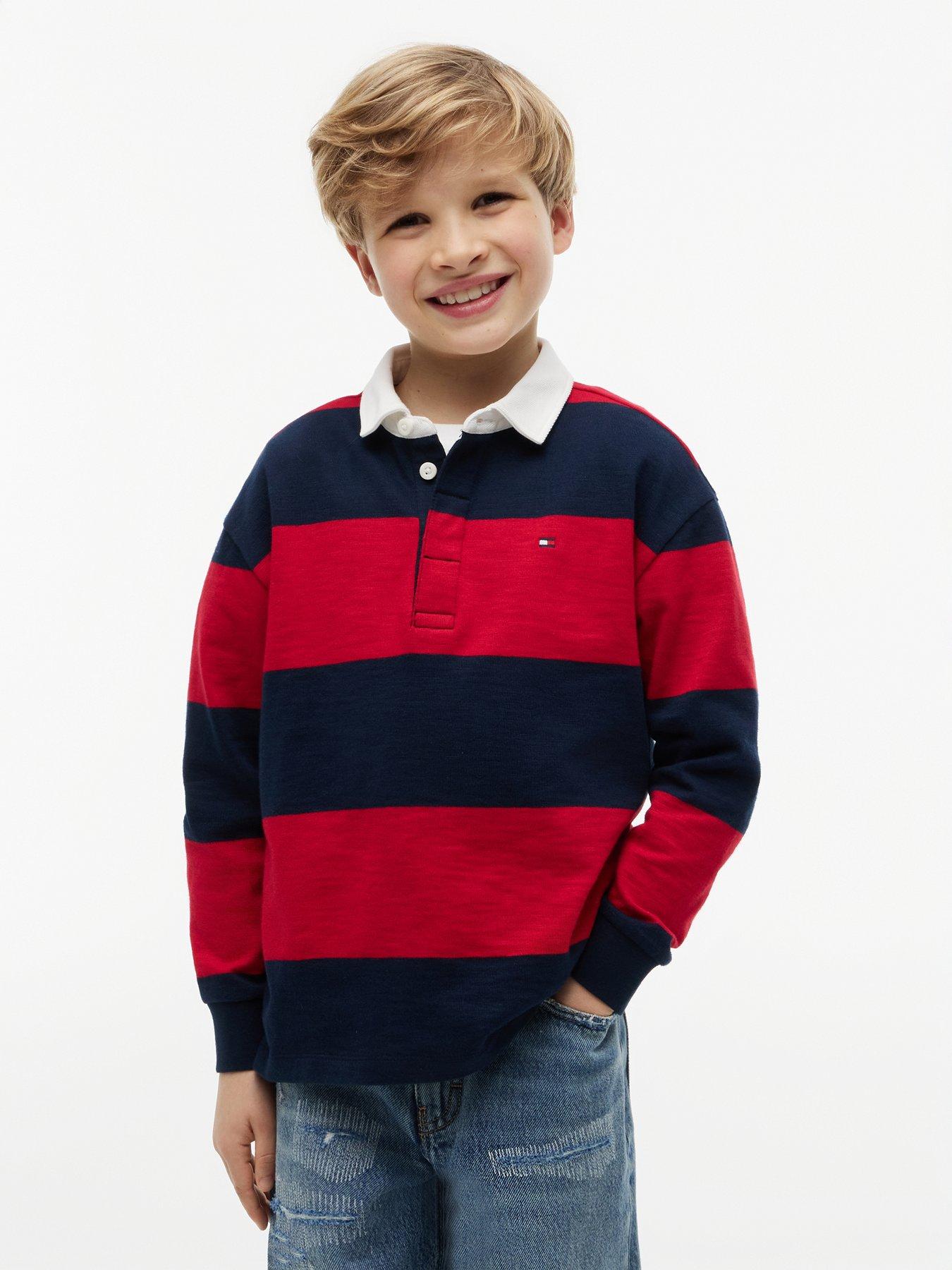 Tommy Hilfiger Regular Fit Stripe Long Sleeve Polo Shirt - Primary Red Stripe