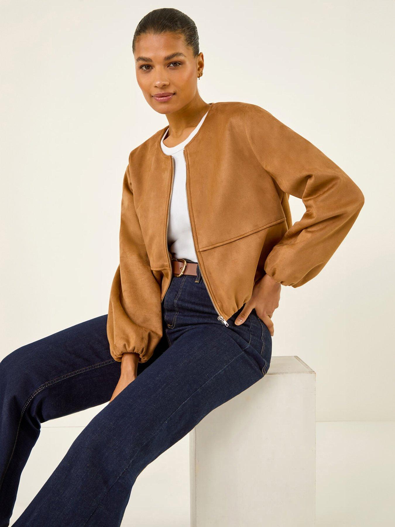 Roman Faux Suede Bubble Hem Jacket