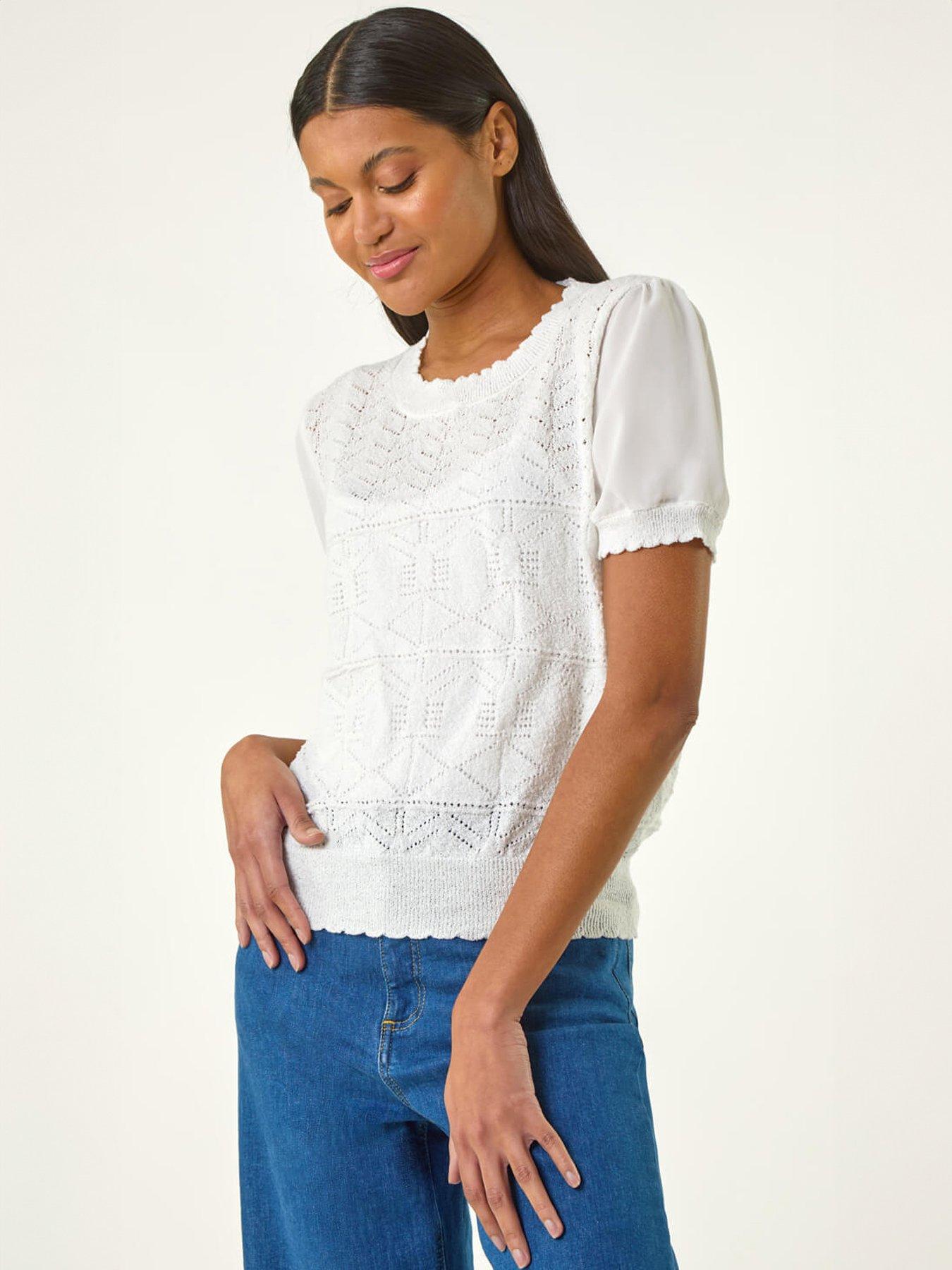 Roman Pointelle Knit Tee