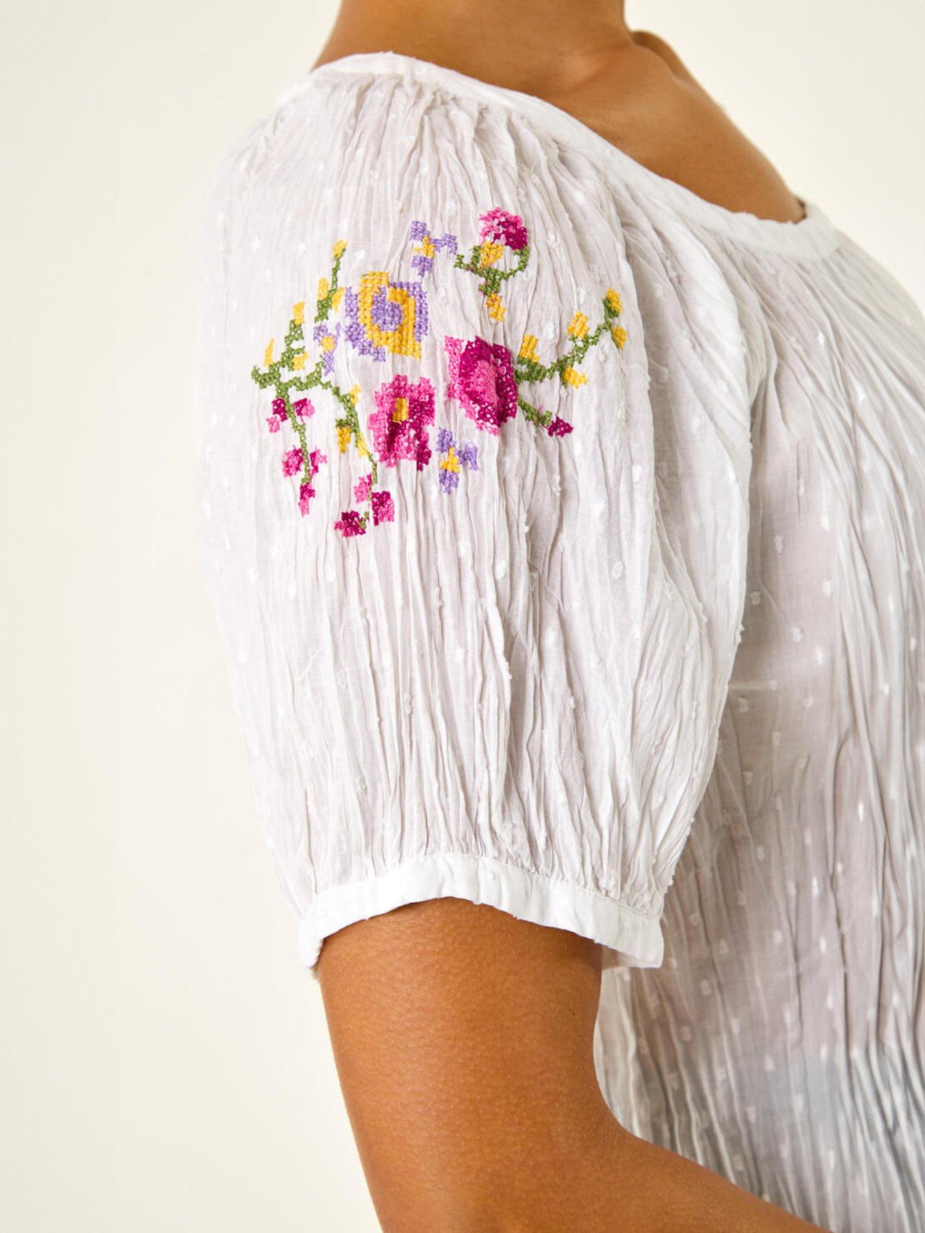 Image 5 of 5 of Roman Floral Cross Stitch Blouse