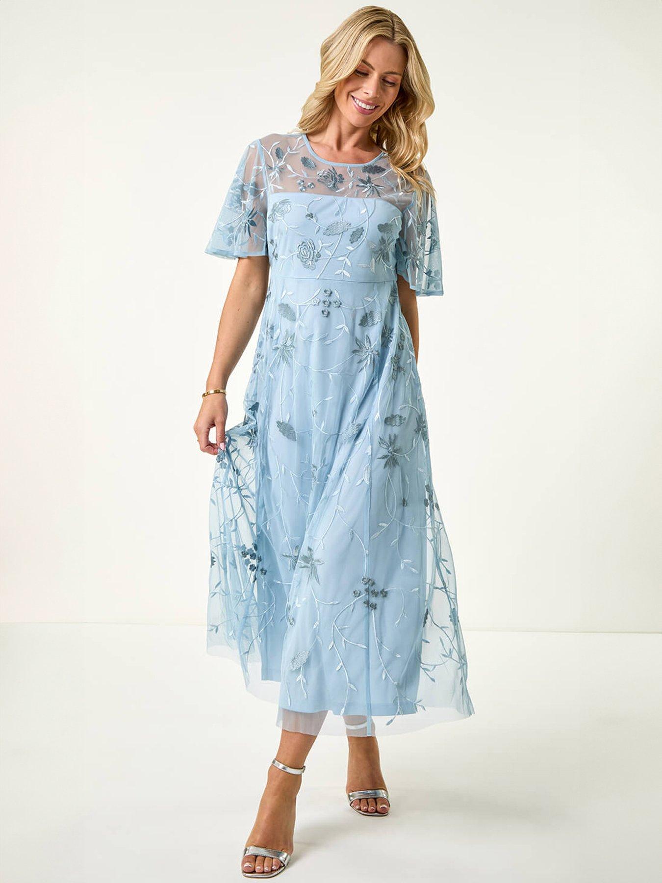 Roman Petite Embroidered Midi Dress