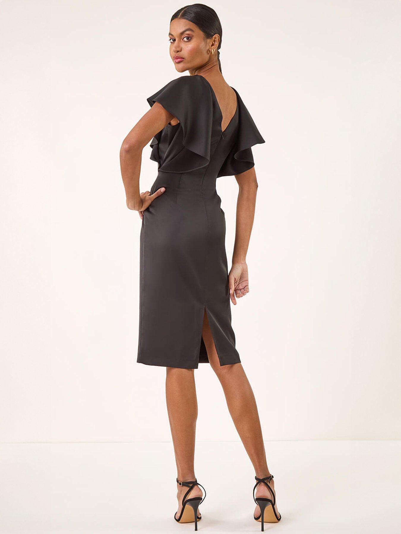 Image 2 of 5 of Roman Satin Ruffle Midi Dress