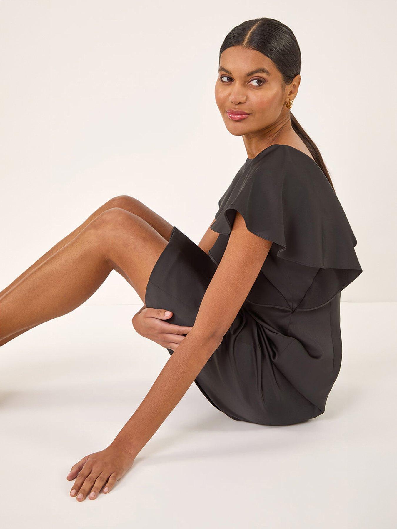 Image 3 of 5 of Roman Satin Ruffle Midi Dress