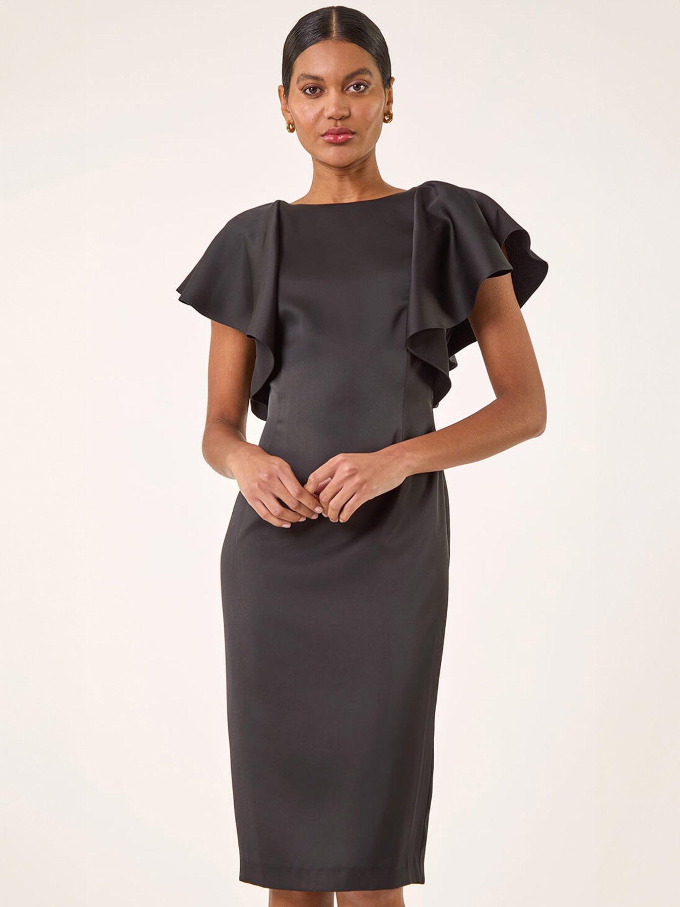 Image 4 of 5 of Roman Satin Ruffle Midi Dress