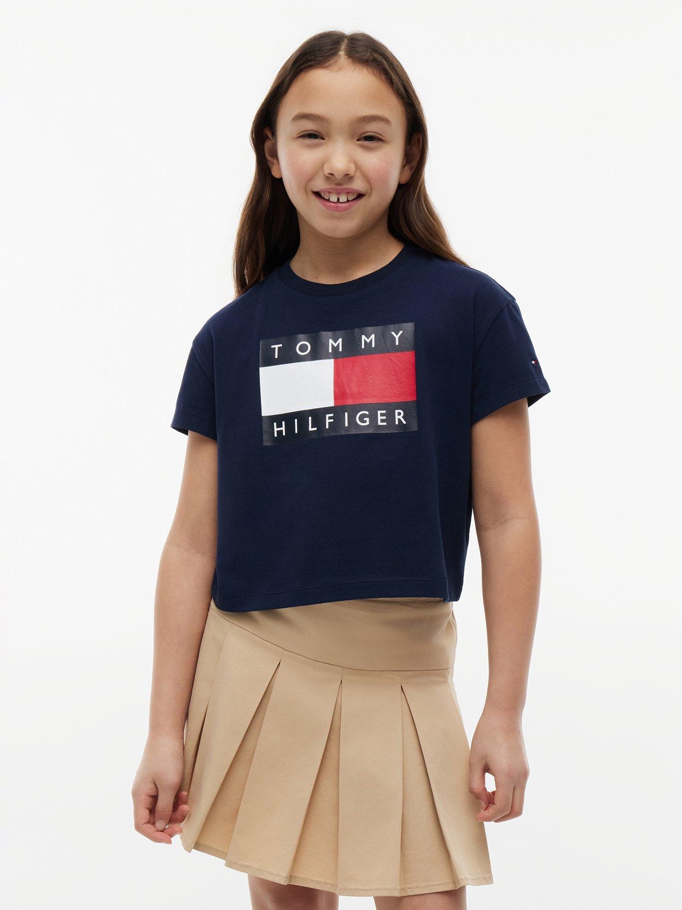 Tommy Hilfiger Girls Heritage Flag Short Sleeve T-Shirt, Navy, Size Age: 14 Years