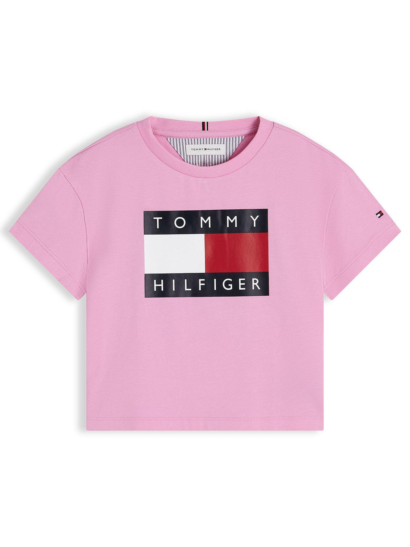Tommy Hilfiger Girls Heritage Flag Short Sleeve T-Shirt, Pink, Size Age: 14 Years