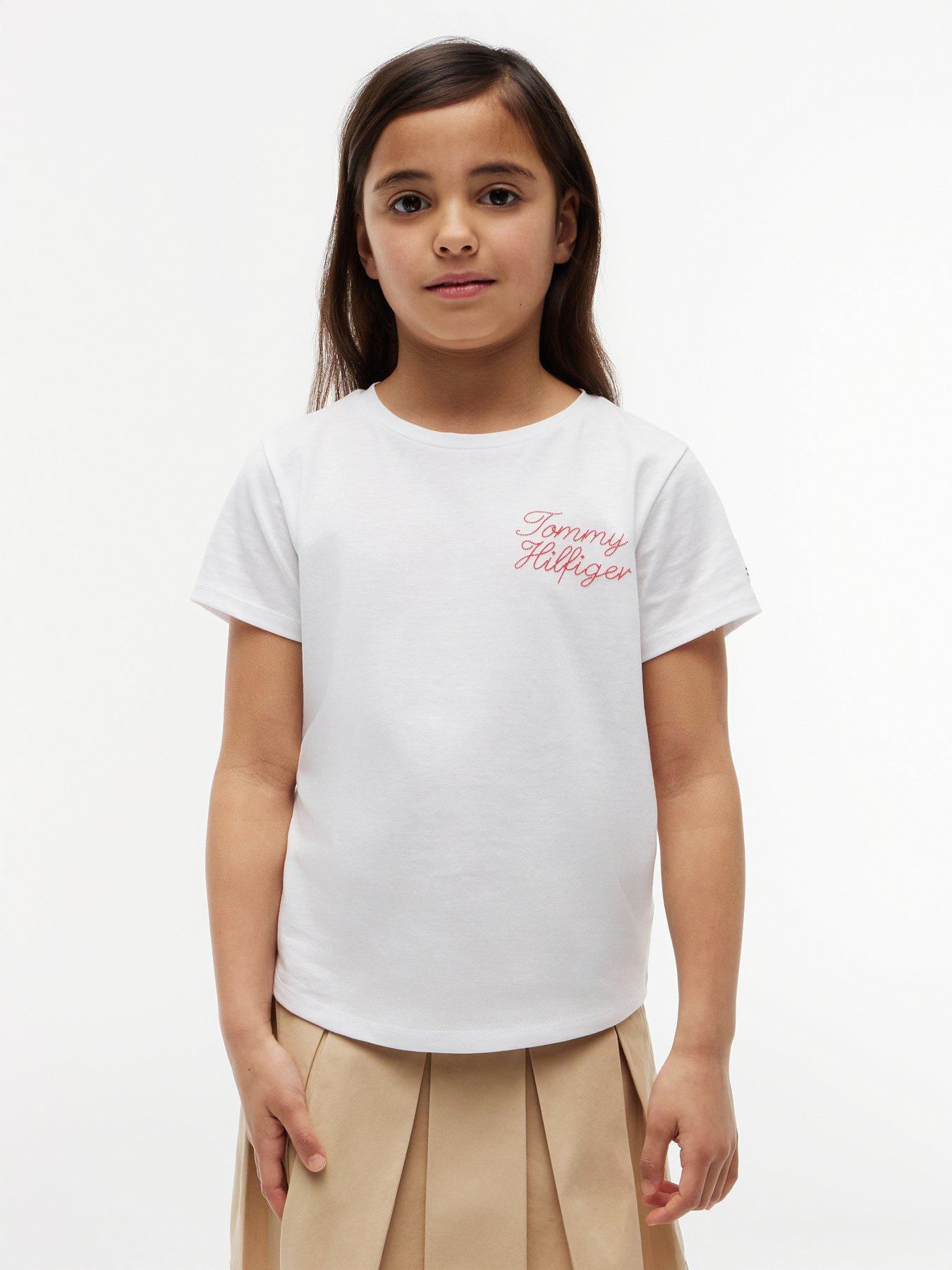 Tommy Hilfiger Rope Logo Slim T-Shirt, White, Size Age: 8 Years