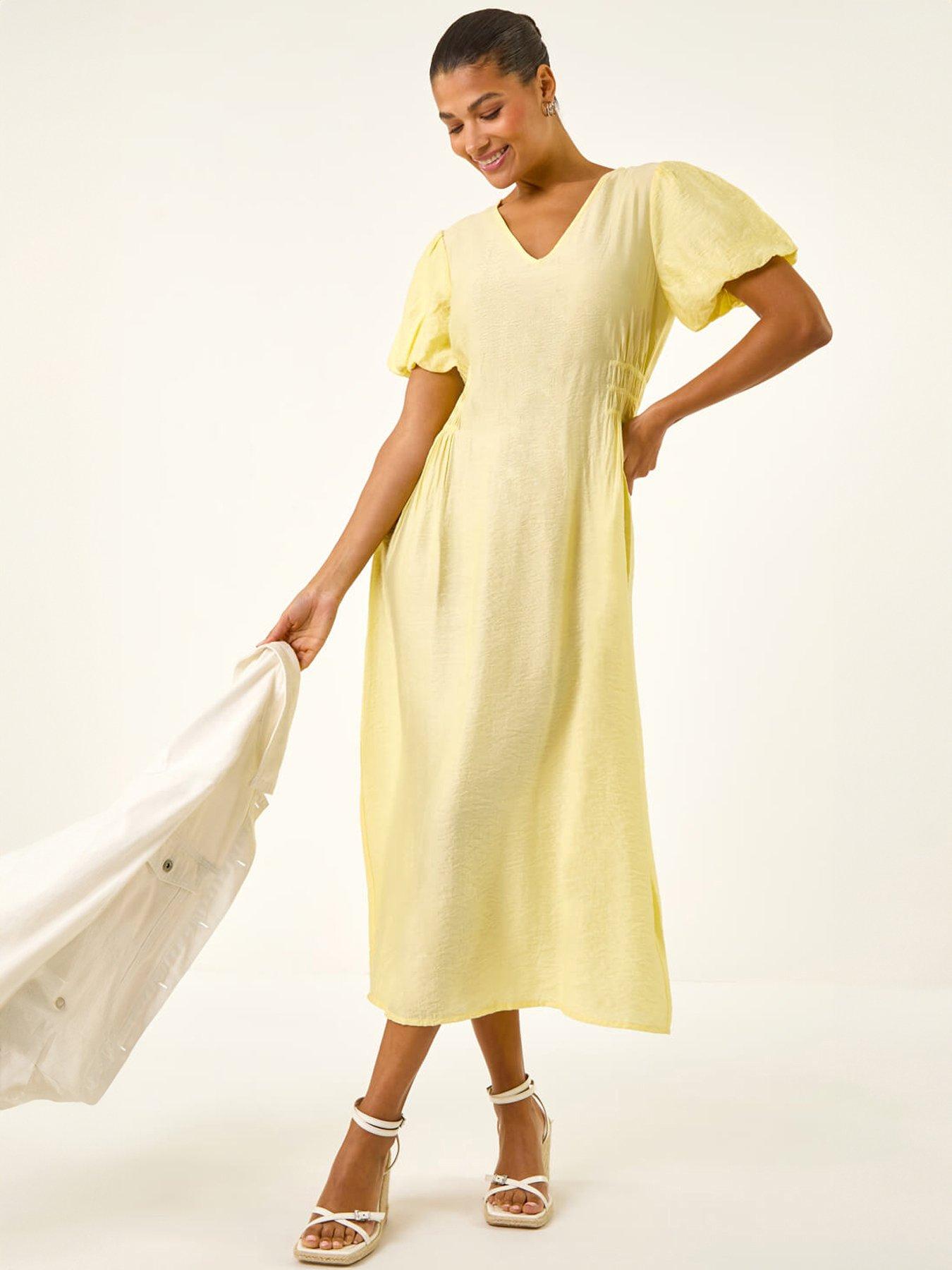 Roman Balloon Sleeve Midi Dress