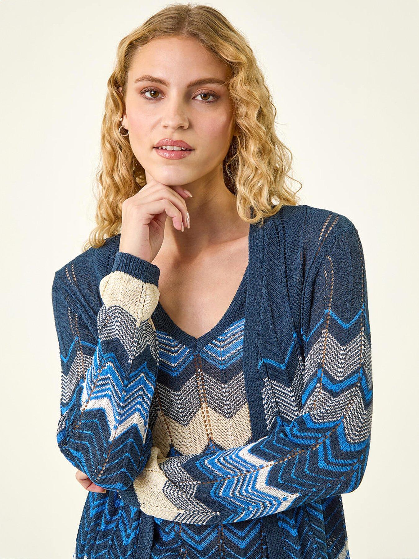 Image 4 of 5 of Roman Wave Chevron Longline Knit Cardigan