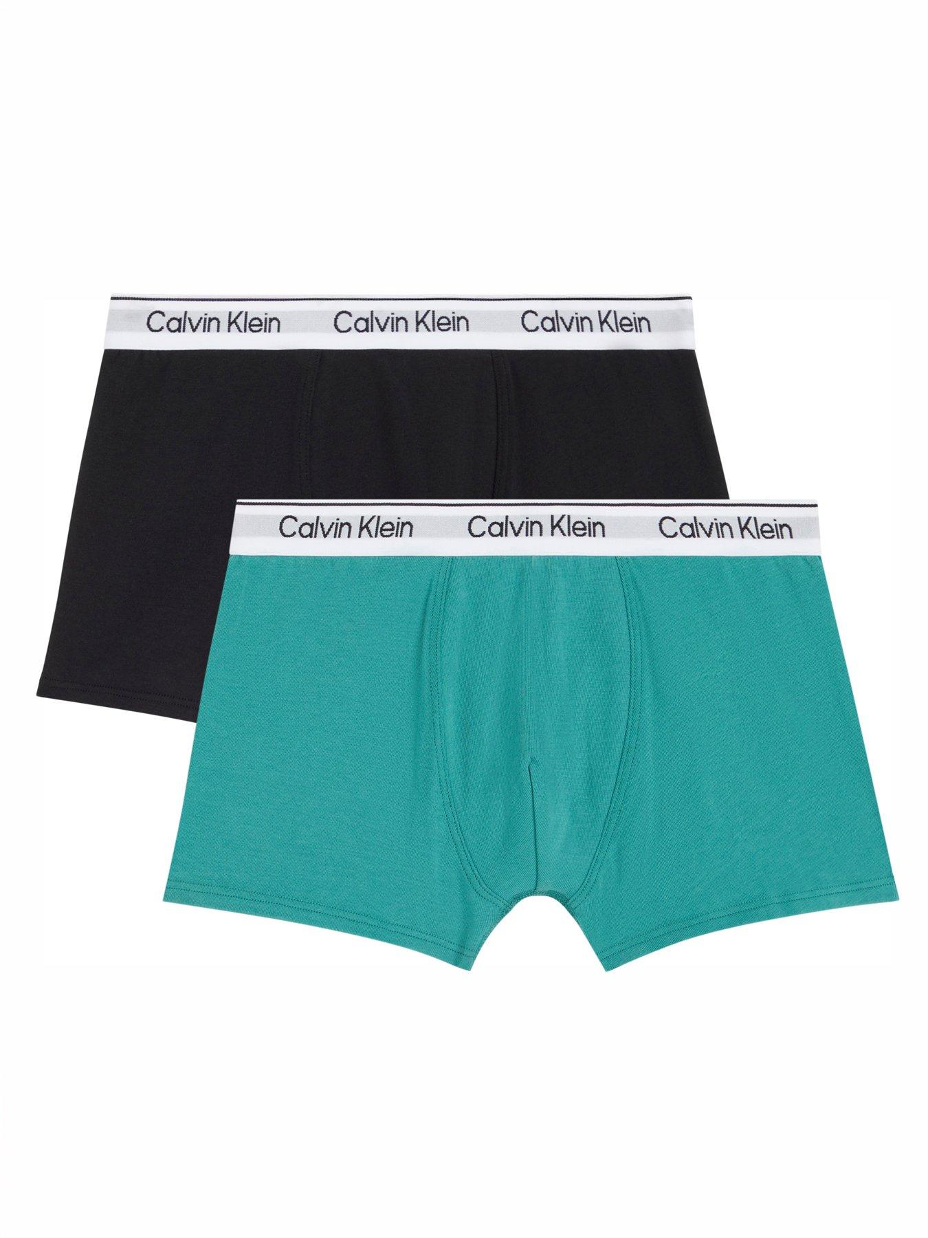Image 1 of 1 of Calvin Klein Boys 2 Pack Modern Cotton Trunk - Black/Green