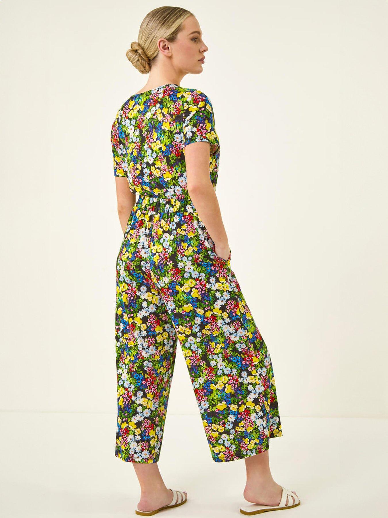 Image 2 of 5 of Roman Petite Floral Button Front Jumpsuit