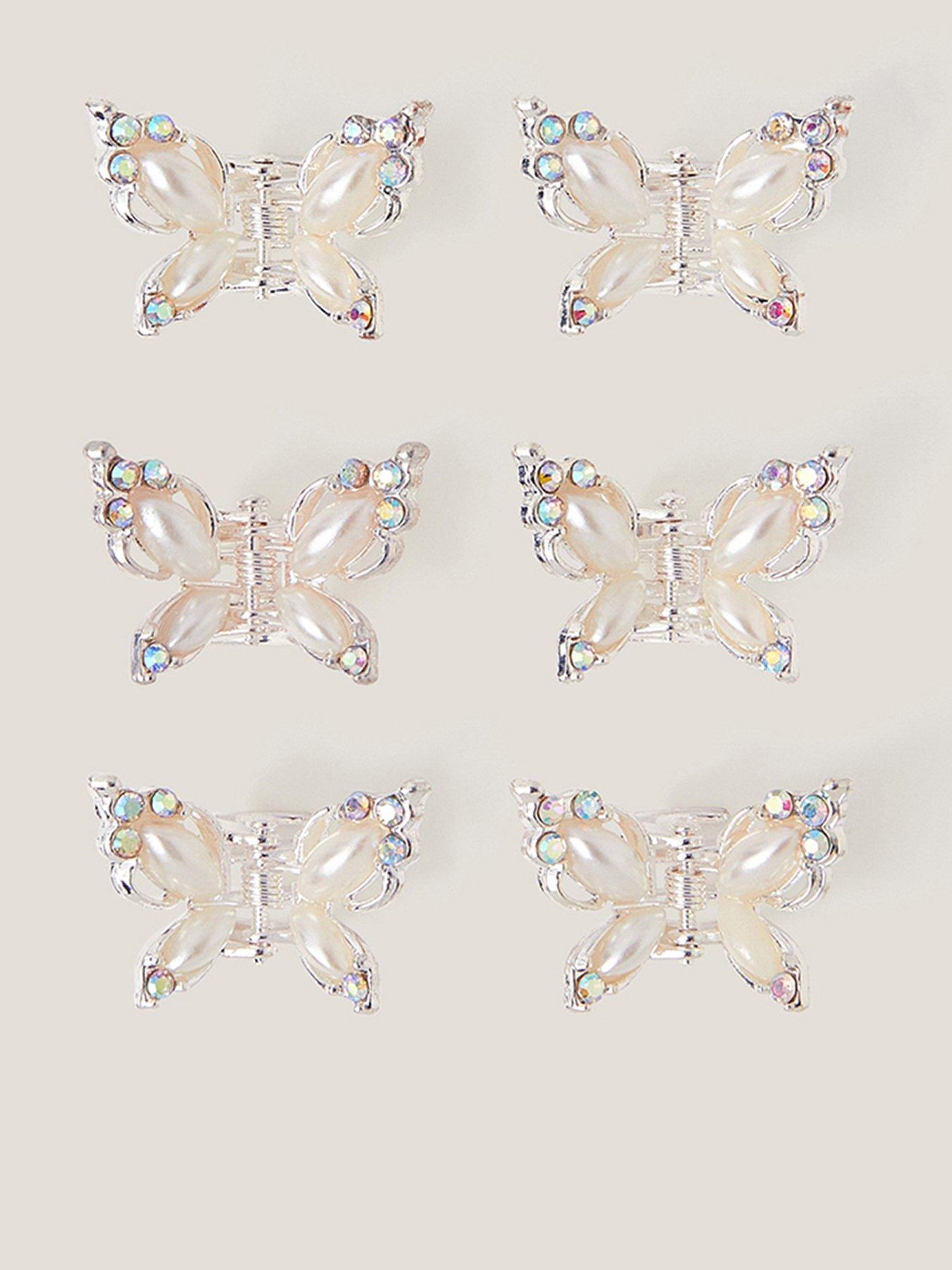 Monsoon Girls Bridesmaid 6 Pack Butterfly Claw Clips - Light Cream