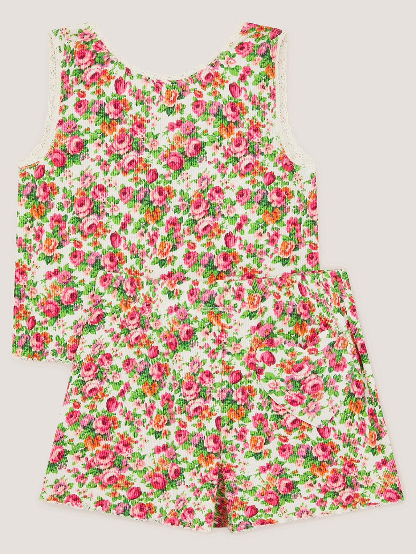 Image 2 of 3 of Monsoon Girls Ditsy Posey Print Pyjamas - Cream