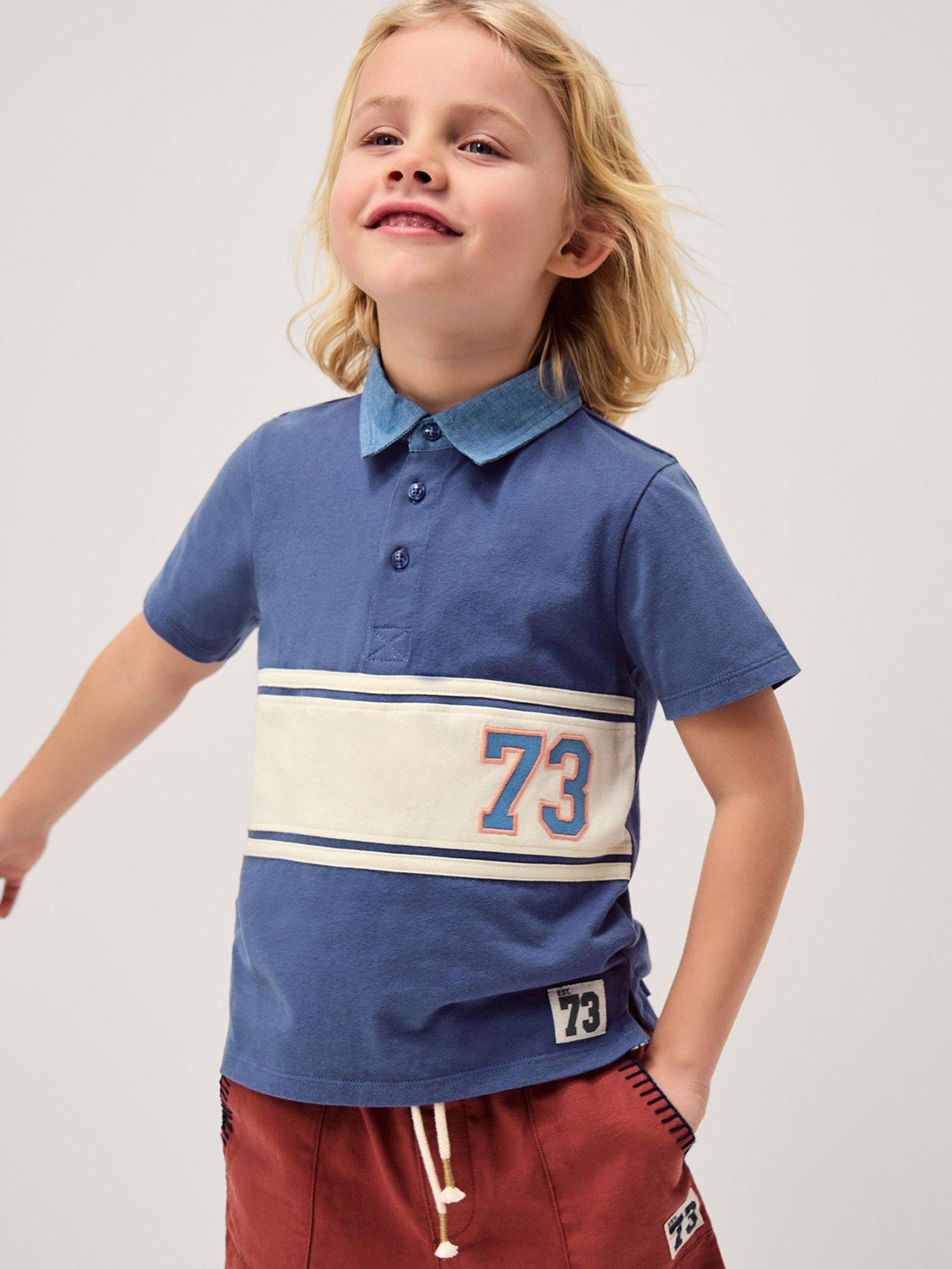 Monsoon Boys Chambray Collar Polo - Blue
