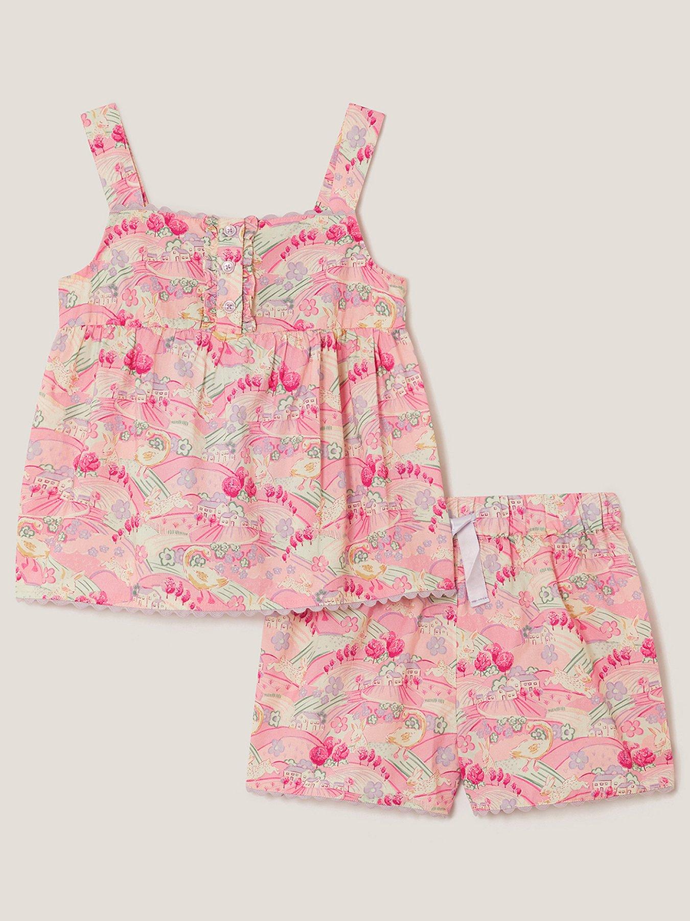 Image 1 of 3 of Monsoon Girls Easter Print Woven Pyjamas - Pink