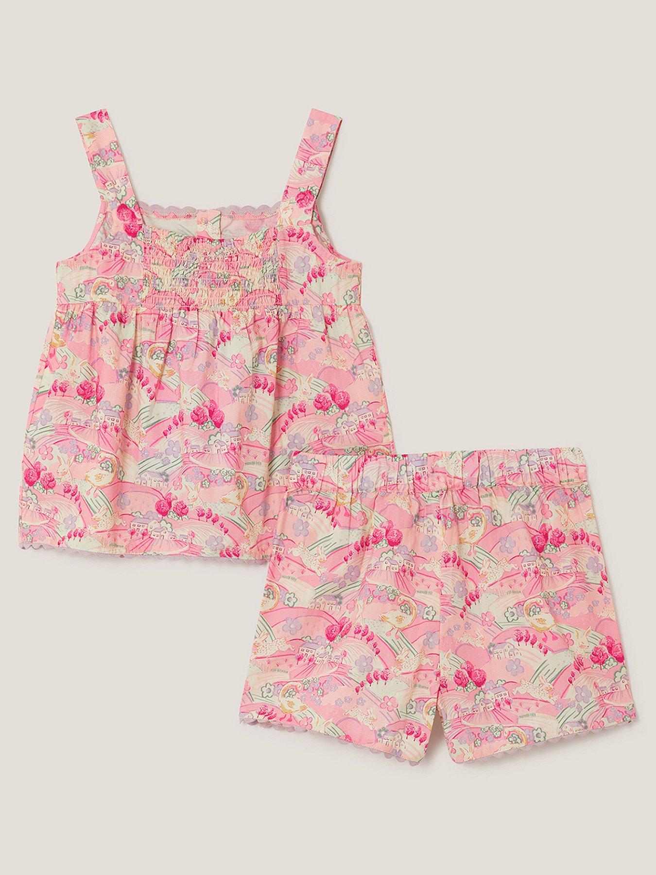 Image 2 of 3 of Monsoon Girls Easter Print Woven Pyjamas - Pink