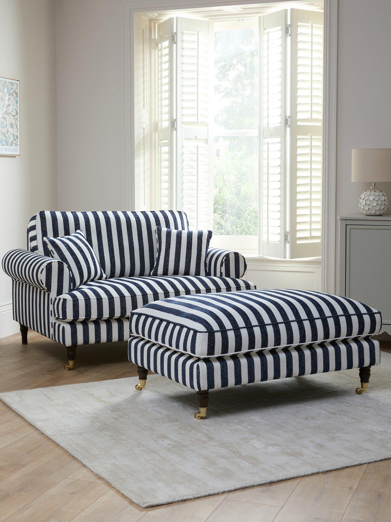 Image 1 of 6 of The Very Collection Coast Striped Snuggle Chair + Footstool (Buy &amp; SAVE!) - FSC&reg; Certified