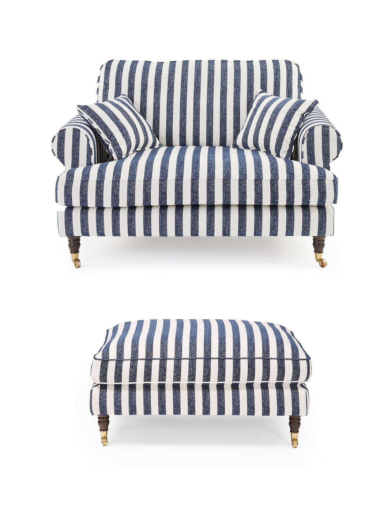 Image 2 of 6 of The Very Collection Coast Striped Snuggle Chair + Footstool (Buy &amp; SAVE!) - FSC&reg; Certified