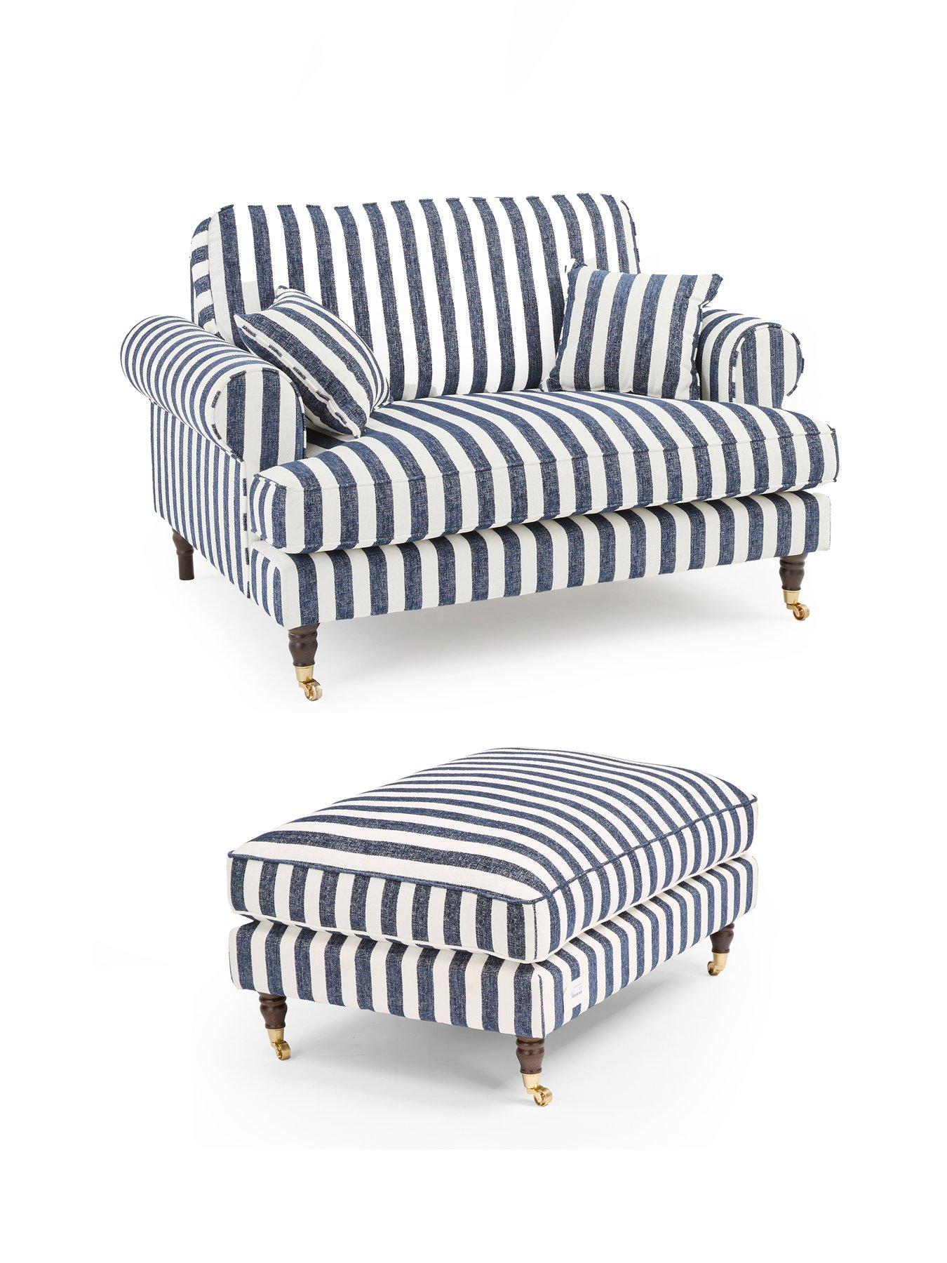 Image 3 of 6 of The Very Collection Coast Striped Snuggle Chair + Footstool (Buy &amp; SAVE!) - FSC&reg; Certified