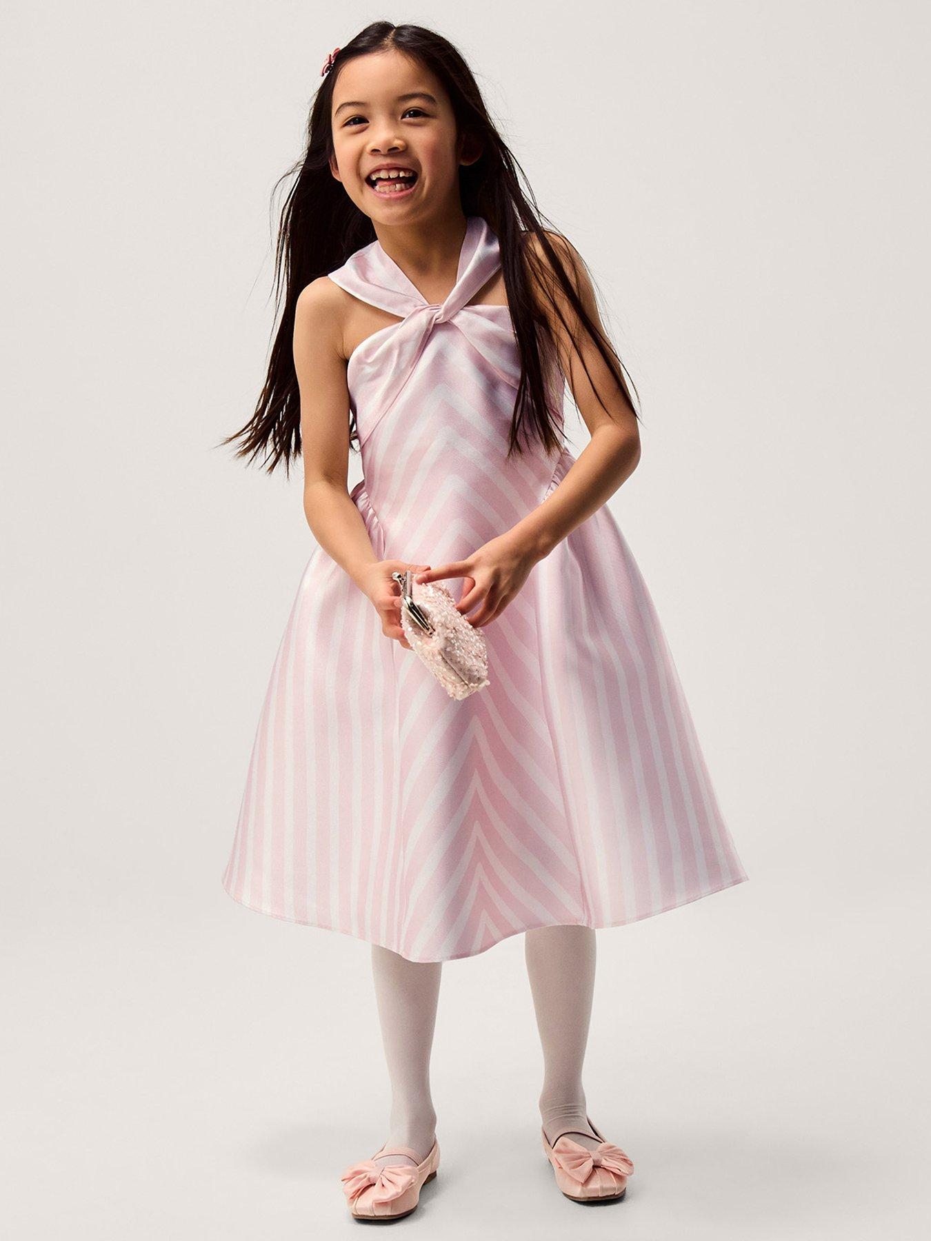 Monsoon Girls Marney Stripe Duchess Dress - Pink