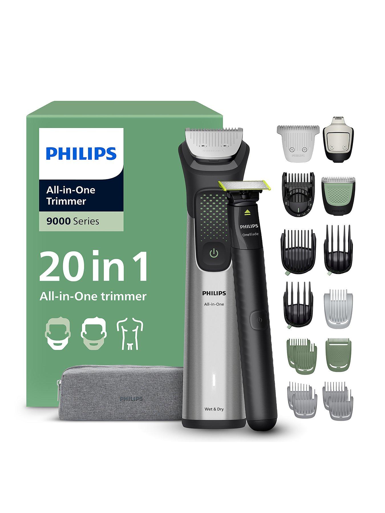 Philips Multigroom 9000 Series All-in-One 20-Piece Beard, Hair  &  Nose Trimmer, + OneBlade Grooming Set 27 Length Settings (0.2- 20 mm), MG9557/15