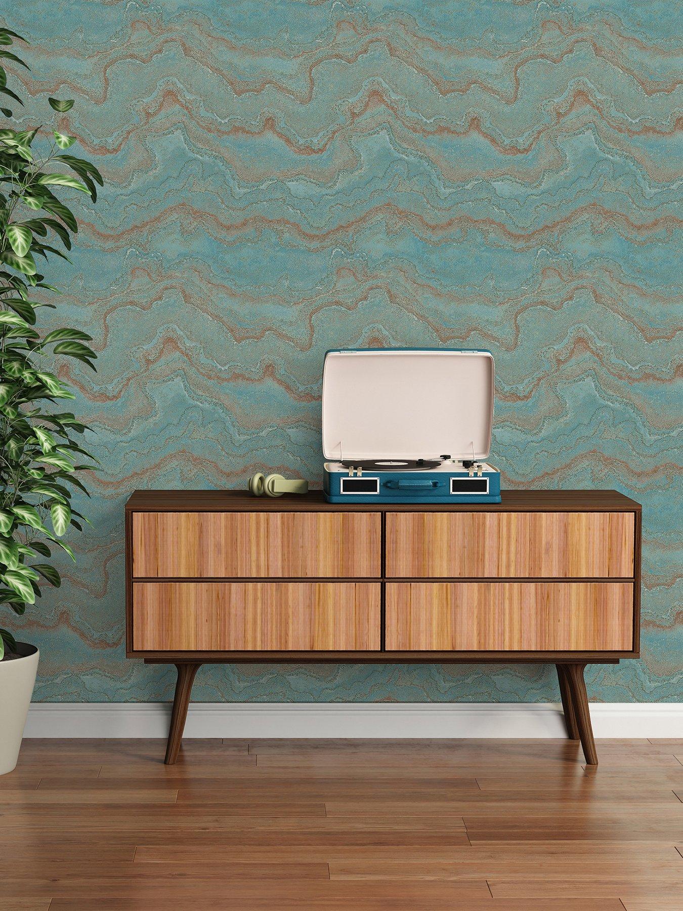 AS Creation Elements Blue Metallic Non Woven Wallpaper