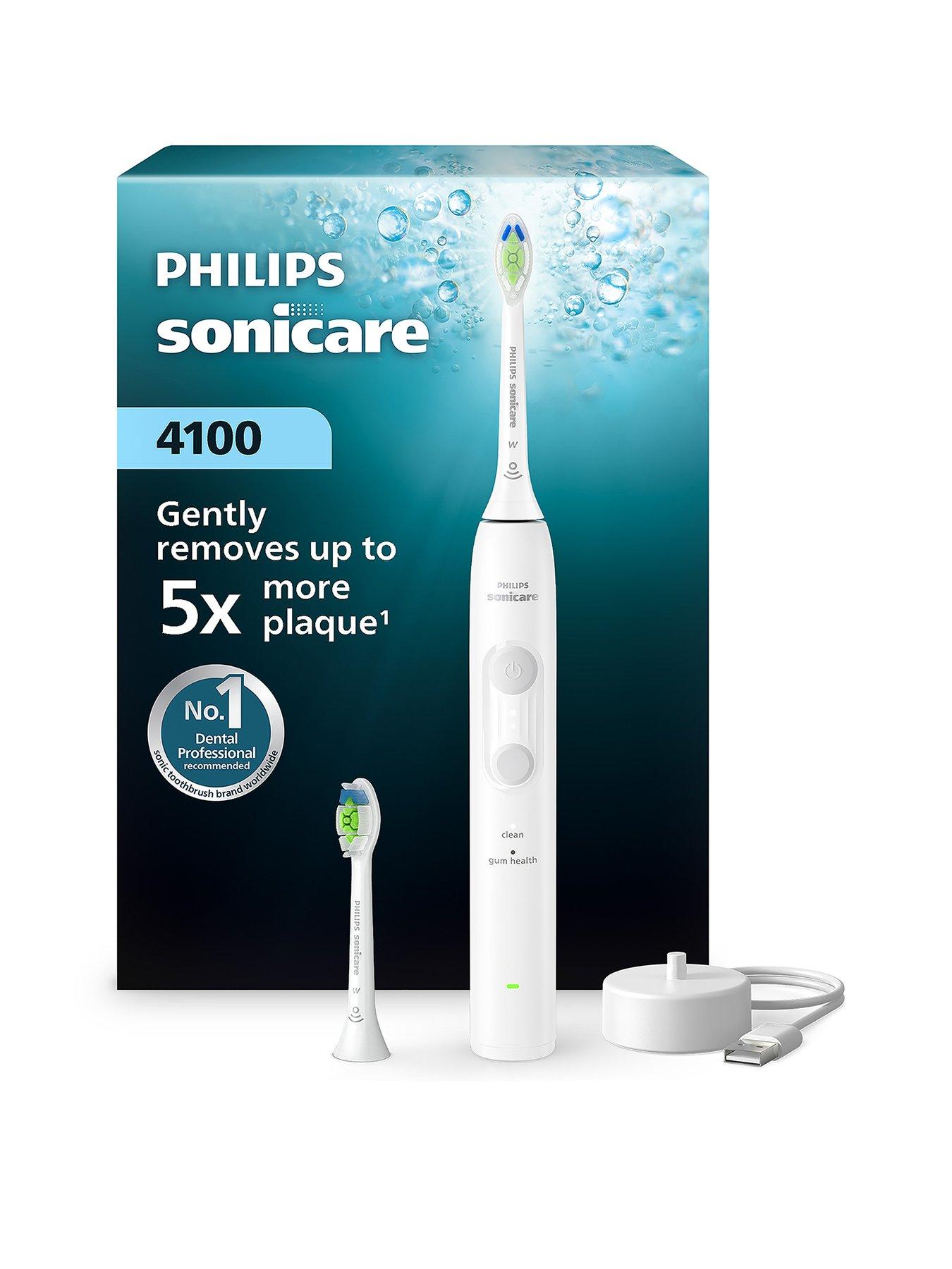 Philips Sonicare 4000 Series Sonic Electric Toothbrush White, Pressure Sensor, 4 Brushing Settings, 21-Day Battery, QuadPacer, Rechargeable, HX4042/41