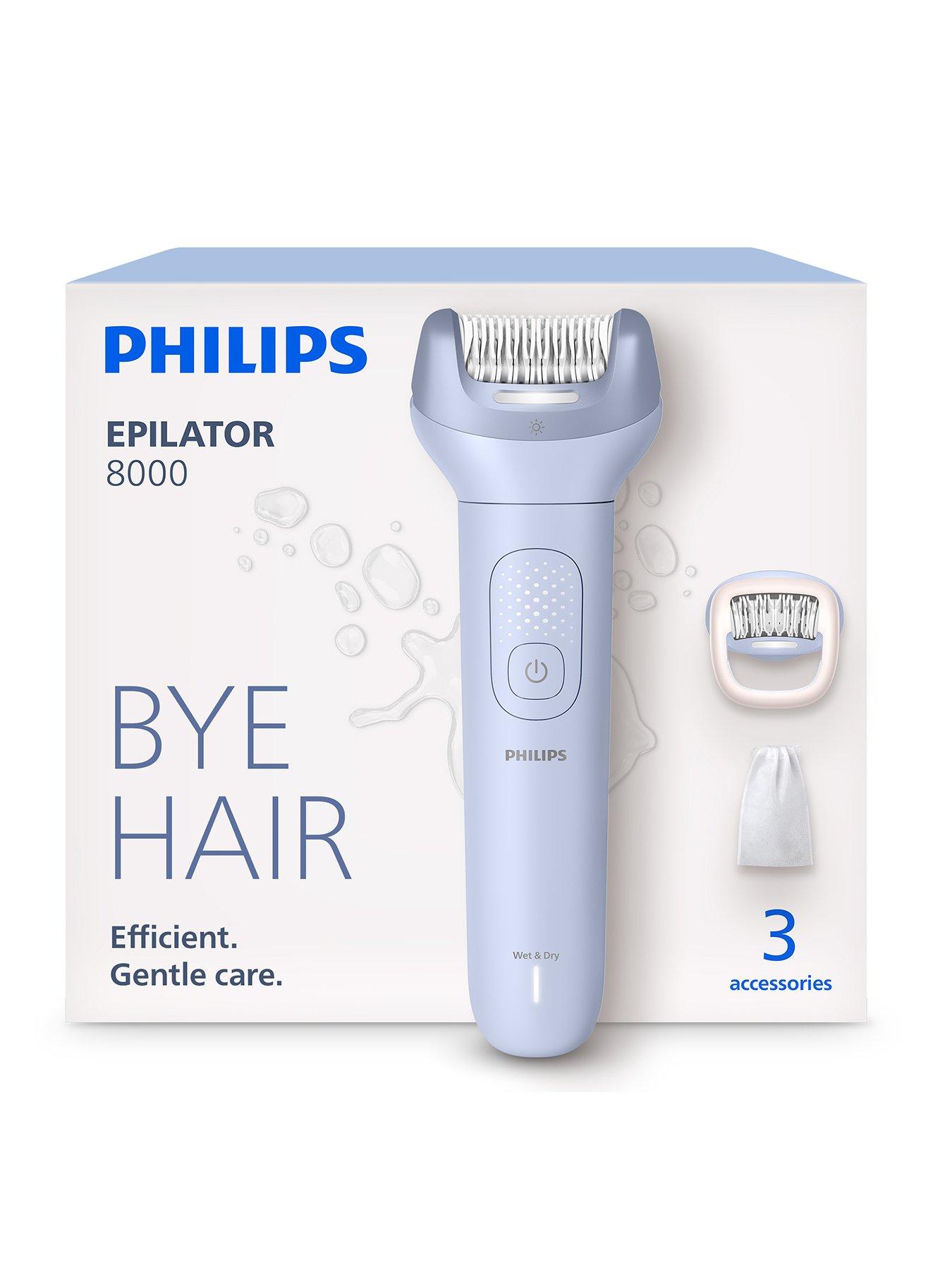 Philips Epilator Series 8000 - Cordless Wet and Dry Electric Epilator, Hair Removal Legs and Body, ProGuide, 3 Accessories, 60 min. Runtime, BRE708/00