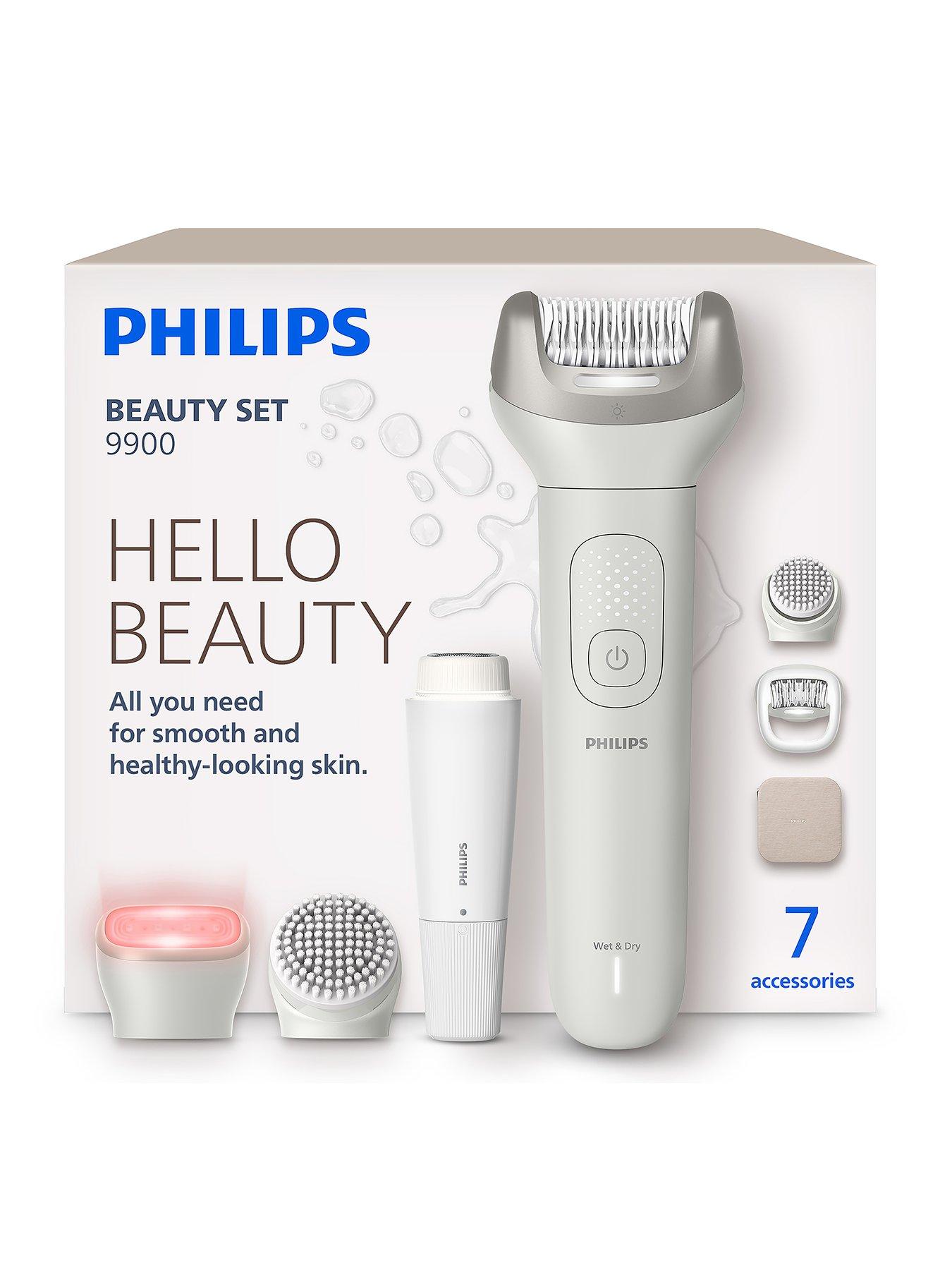 Philips Beauty Set - All-In-One for Body and Face, Cordless Wet and Dry Use, Hair Removal, Body and Skincare, Epilator with 7 Accessories, BRE738/00