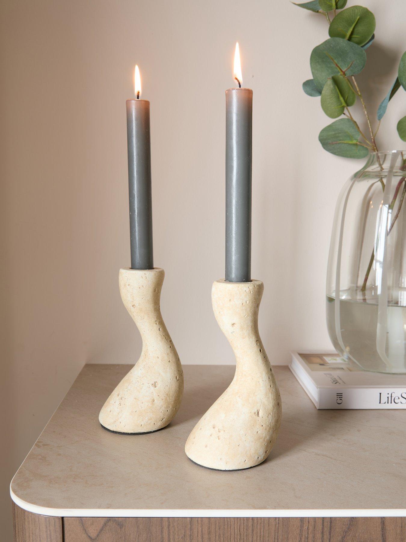 Michelle Keegan Home Set Of 2 Abstract Concrete Candle Holder