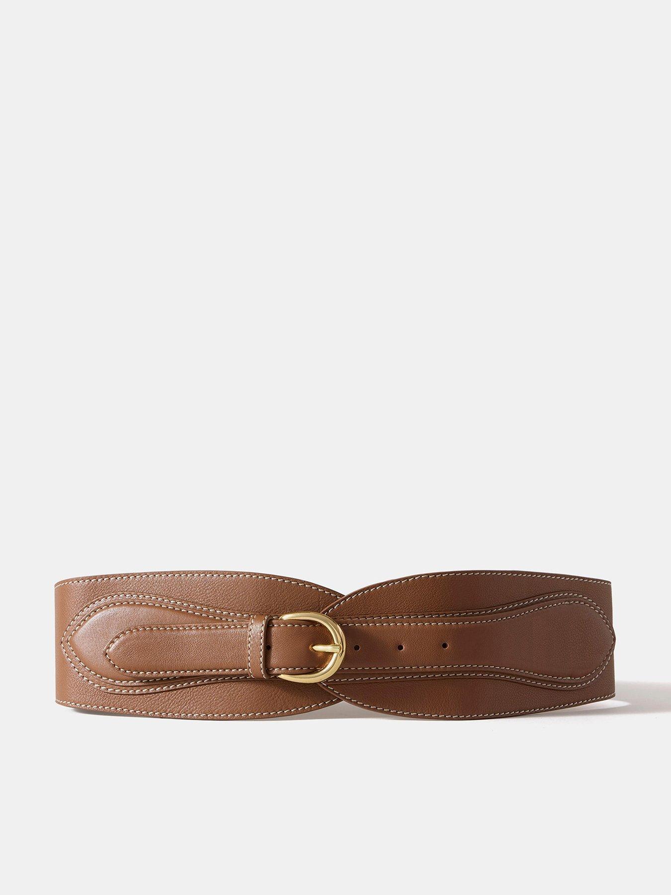 Mint Velvet Tan Leather Wide Waist Belt - Tan