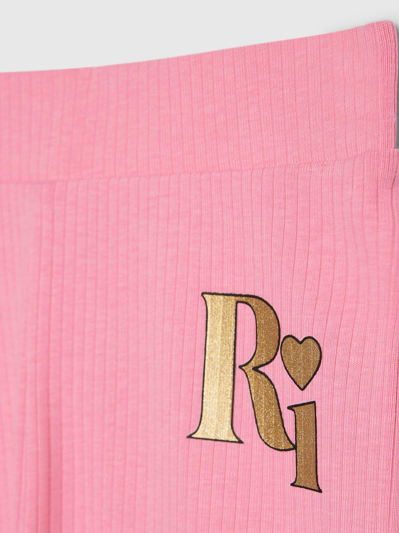 Image 5 of 5 of River Island Mini Girls Necklace T-Shirt Set - Pink