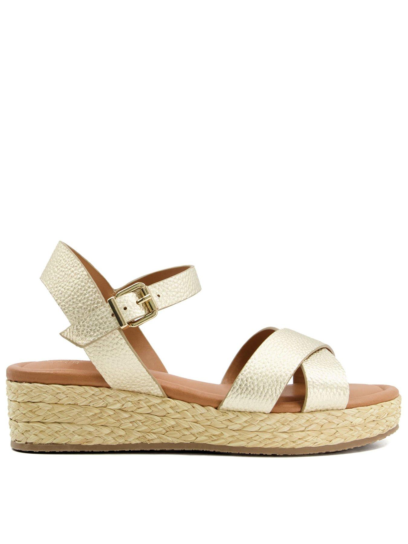 Image 1 of 6 of Dune London Linnie Ankle Strap Sandals - Gold