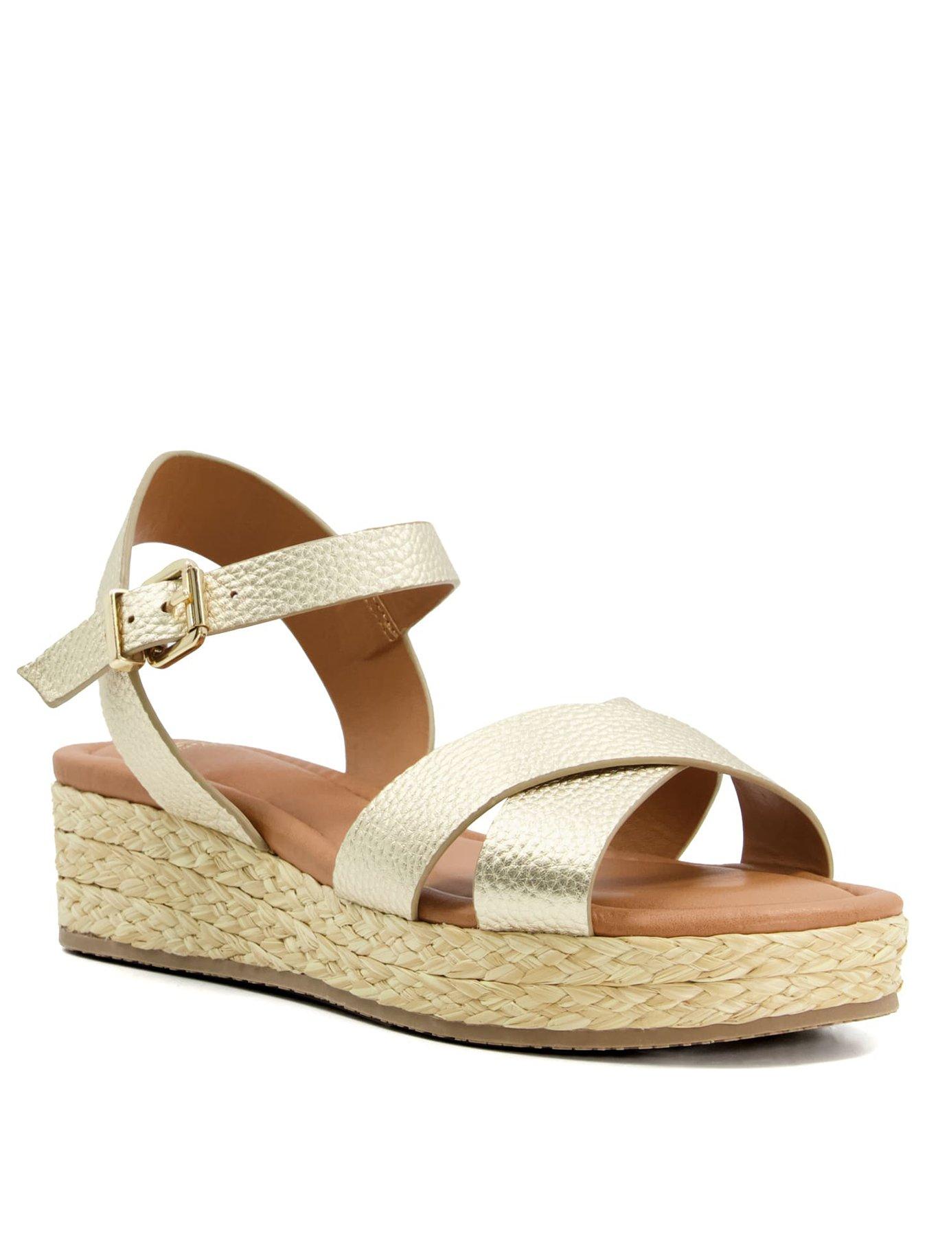 Image 2 of 6 of Dune London Linnie Ankle Strap Sandals - Gold